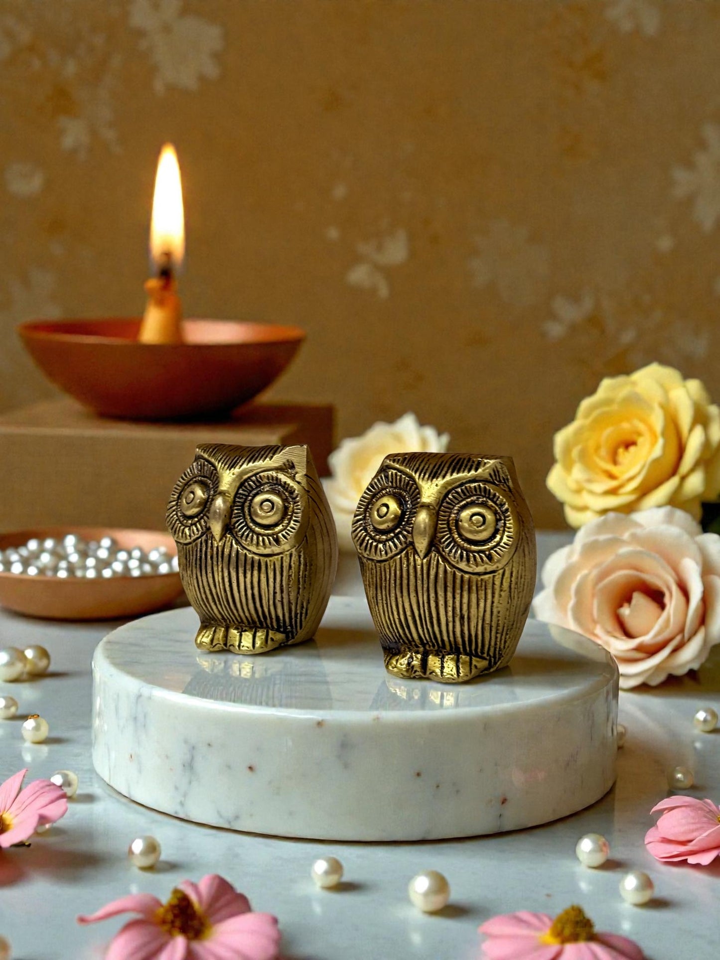 Charming Golden Owl Figurine - A Symbol of Wisdom and Intuition