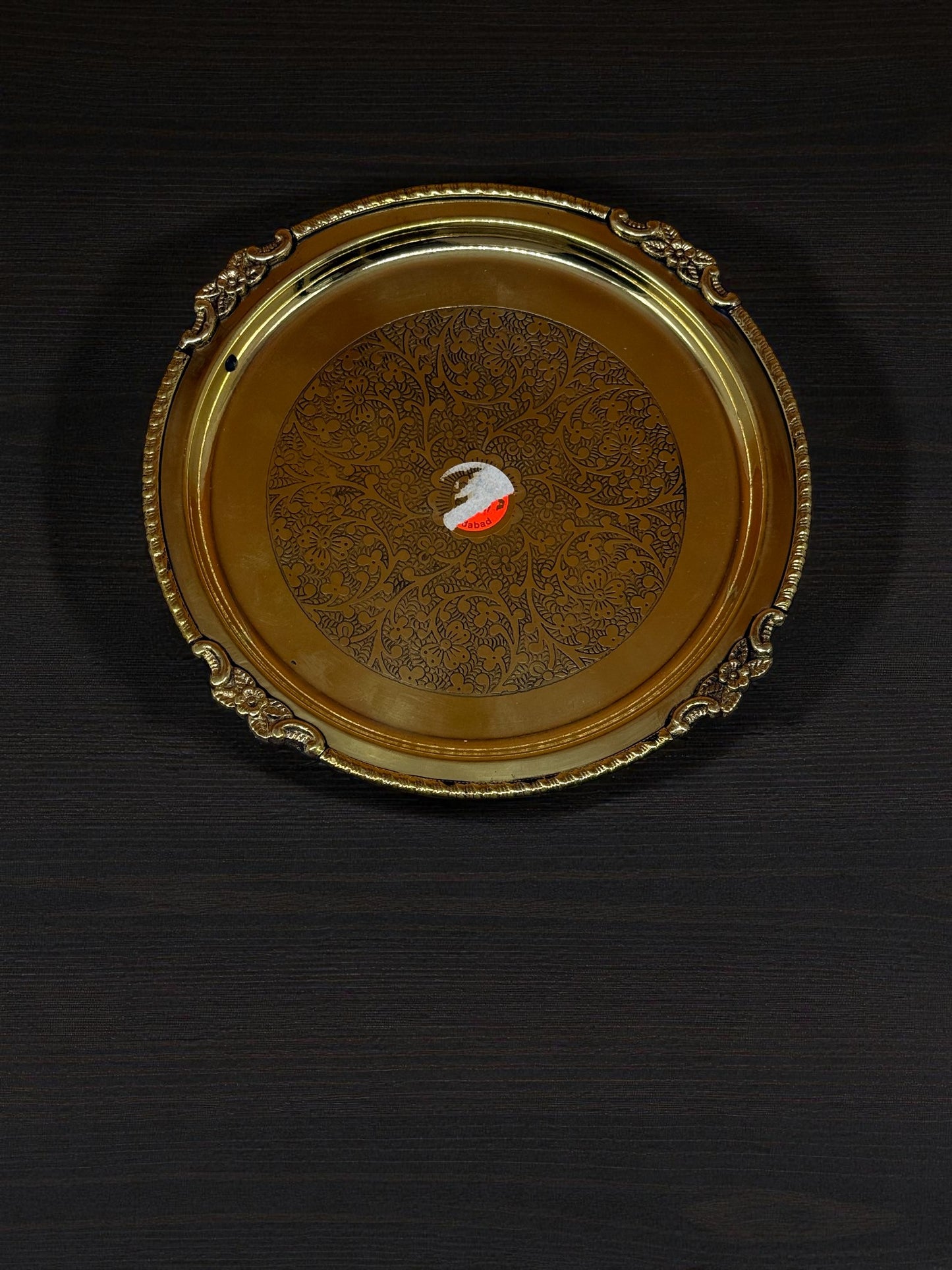 Exquisite Hand-Etched Brass Serving Tray – Ornate Oval Design