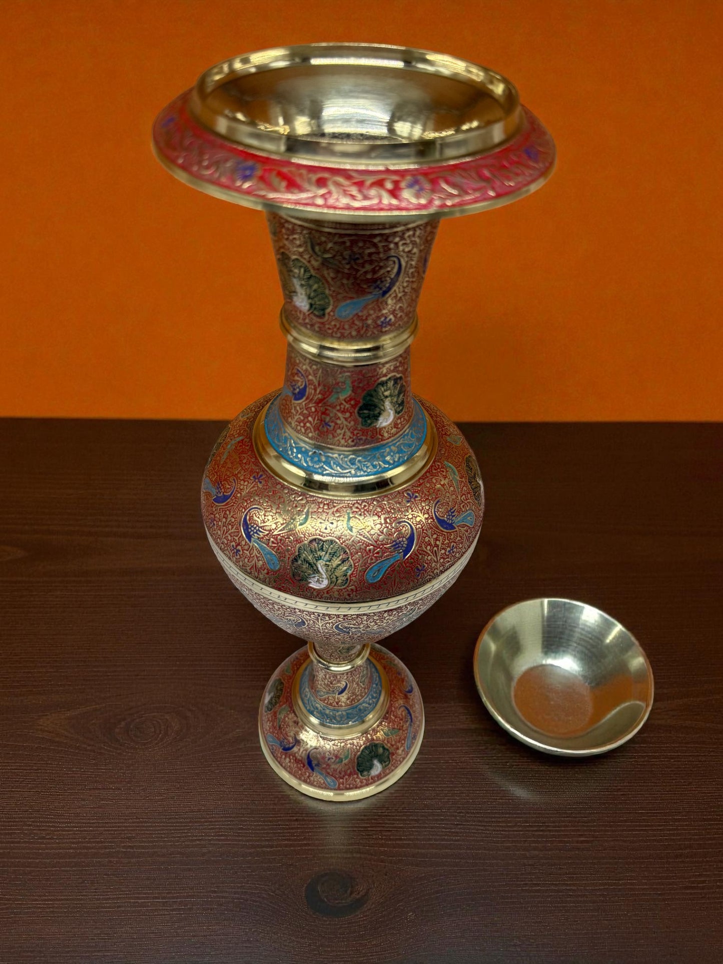 Hand-Painted Brass Vases – Intricate Enamel Artwork (Set of 2)