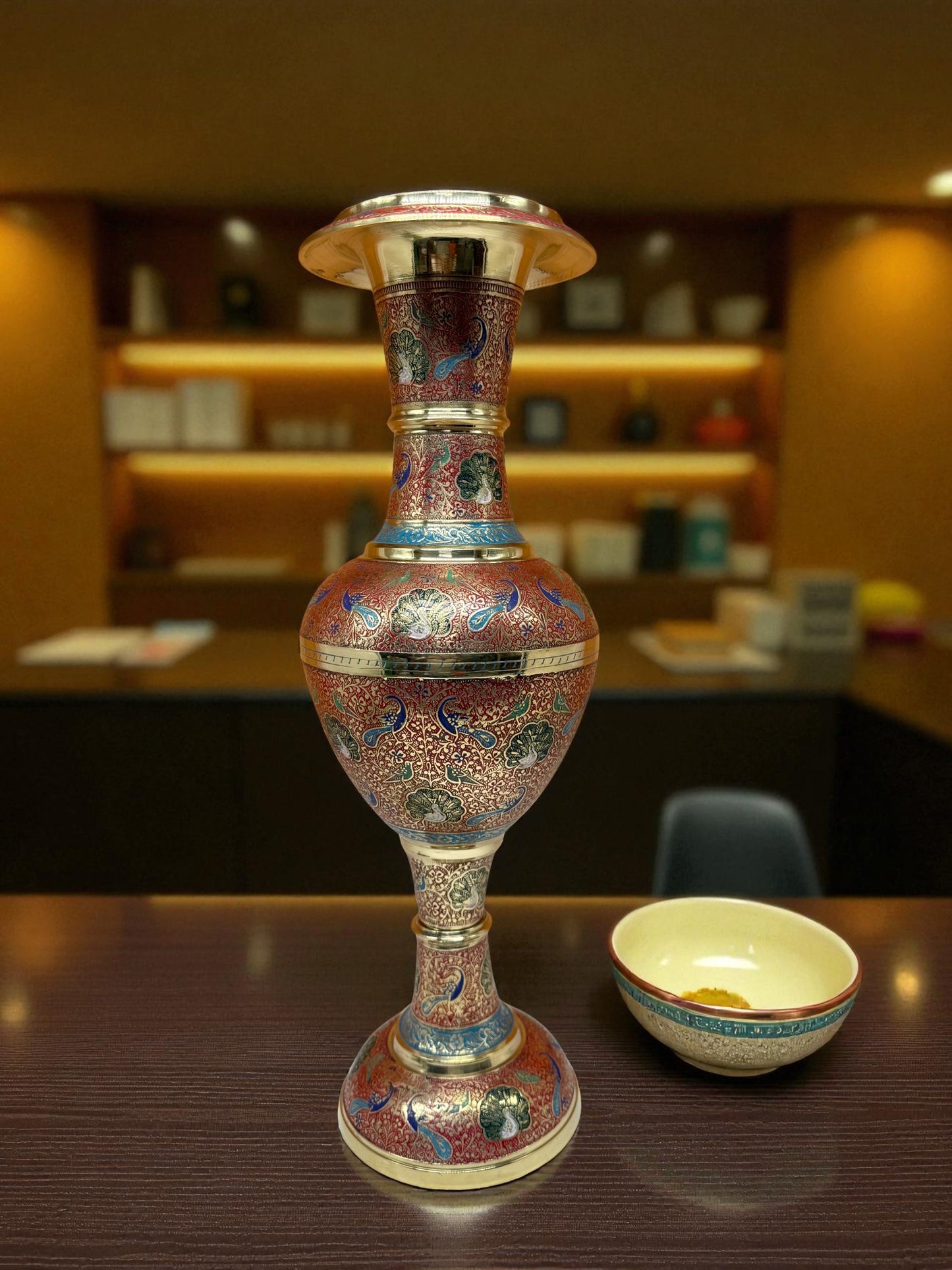 Hand-Painted Brass Vases – Intricate Enamel Artwork (Set of 2)