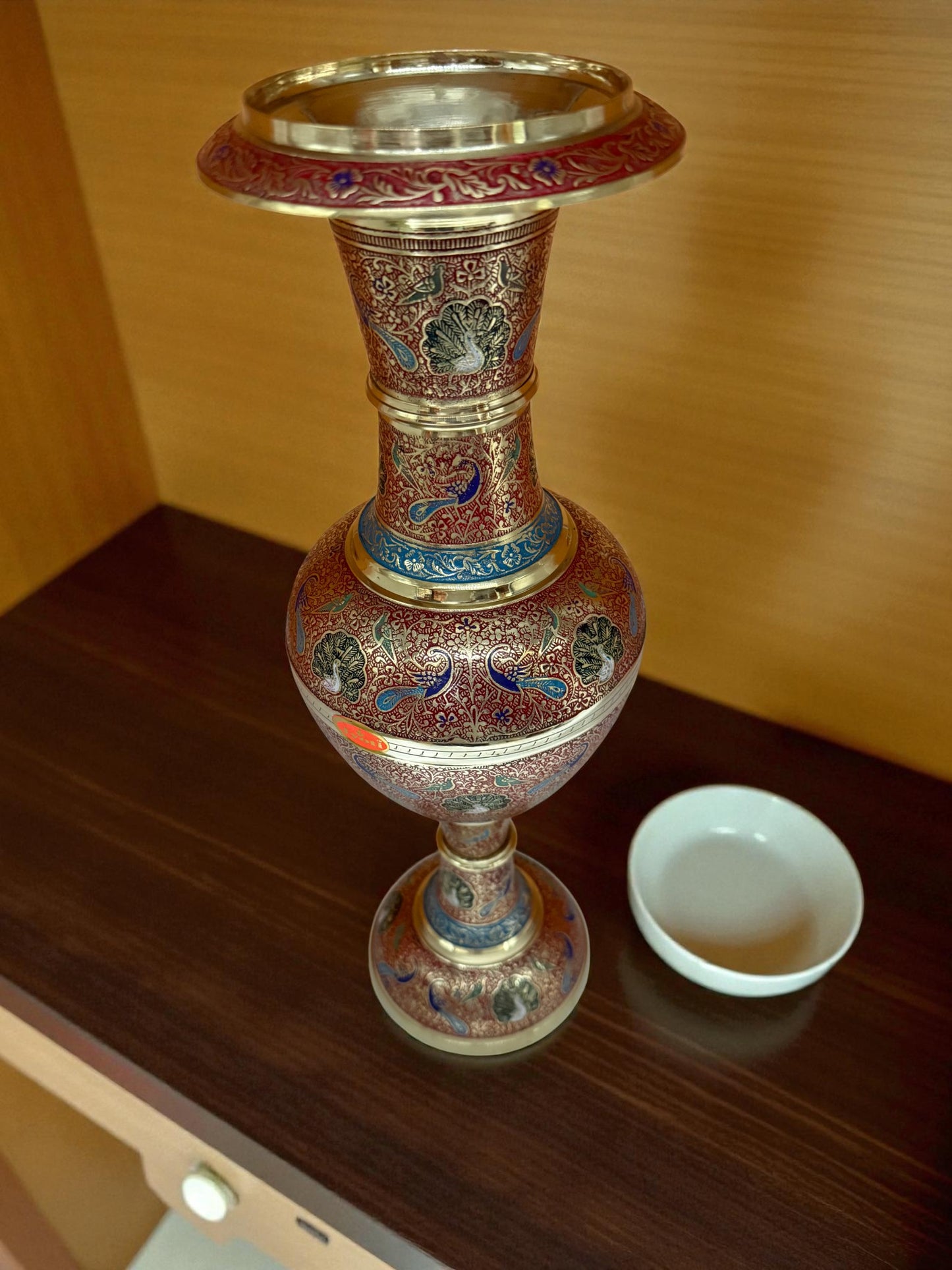 Hand-Painted Brass Vases – Intricate Enamel Artwork (Set of 2)