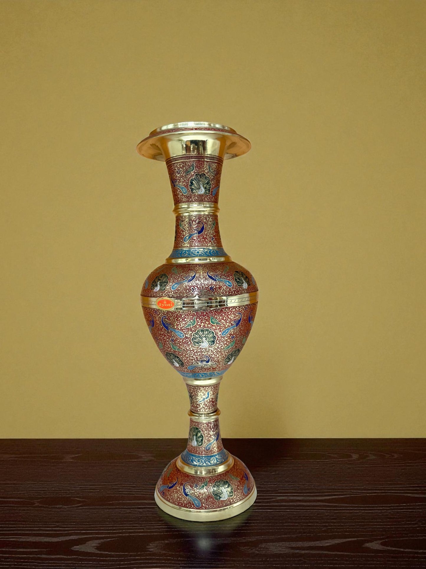 Hand-Painted Brass Vases – Intricate Enamel Artwork (Set of 2)