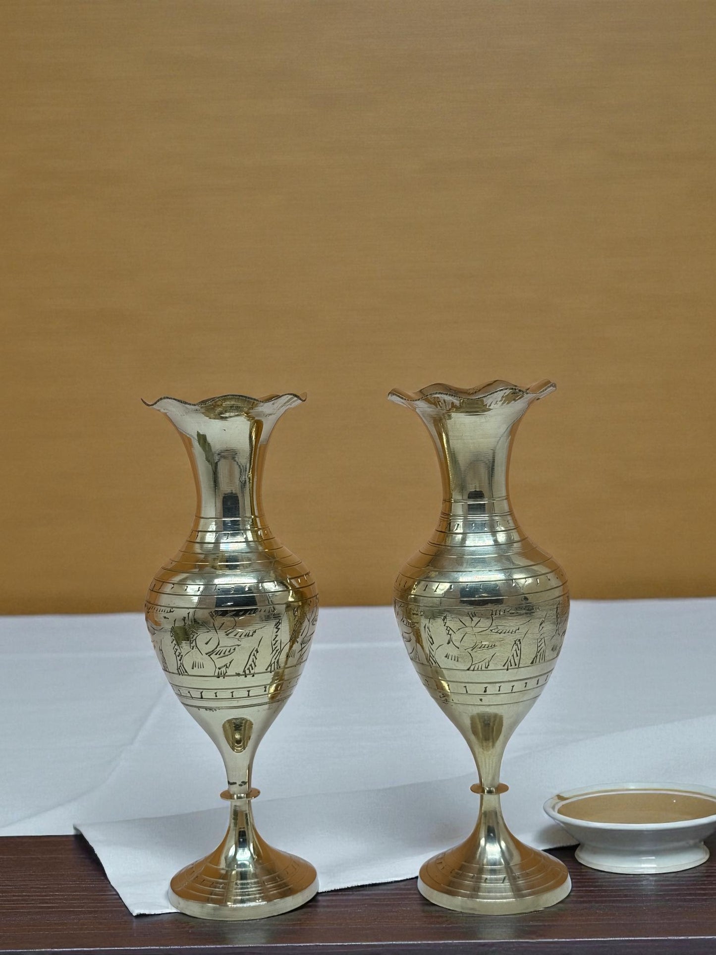 Hand-Etched Brass Bud Vases – Classic Decorative Pair (Set of 2)