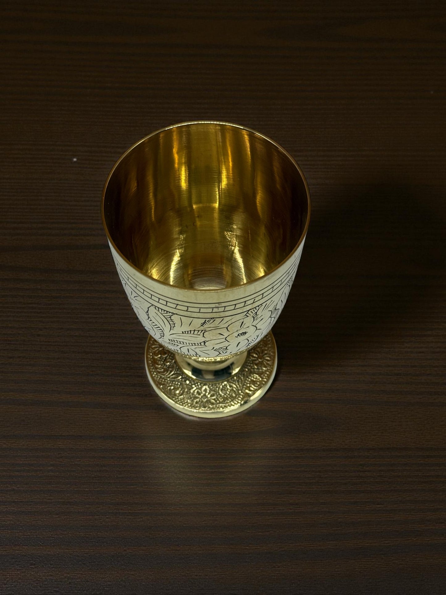 Set of 4 Hand-Engraved Brass Wine Goblets – Royal Vintage Barware Collection