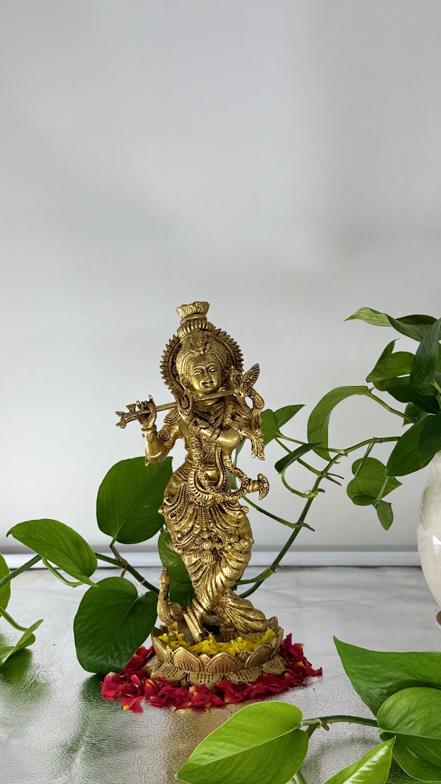 Masterpiece in Brass: Lord Krishna on Lotus Pedestal
