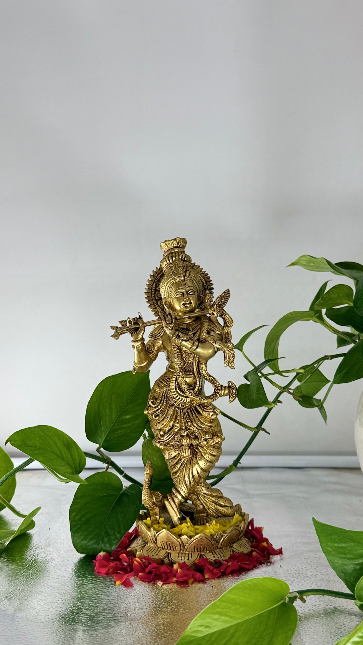Masterpiece in Brass: Lord Krishna on Lotus Pedestal