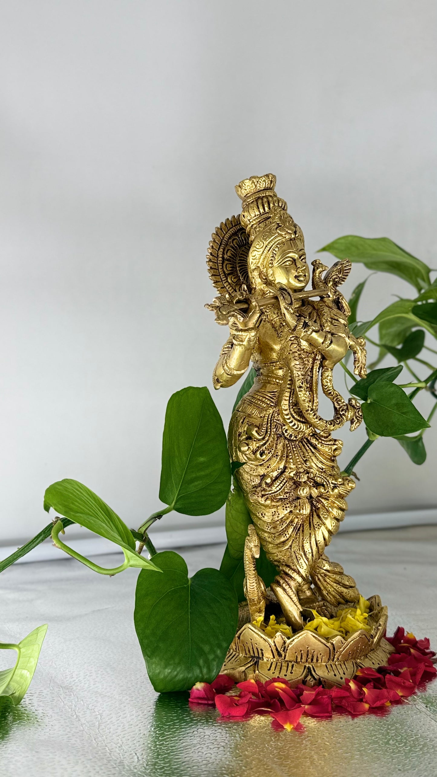 Masterpiece in Brass: Lord Krishna on Lotus Pedestal