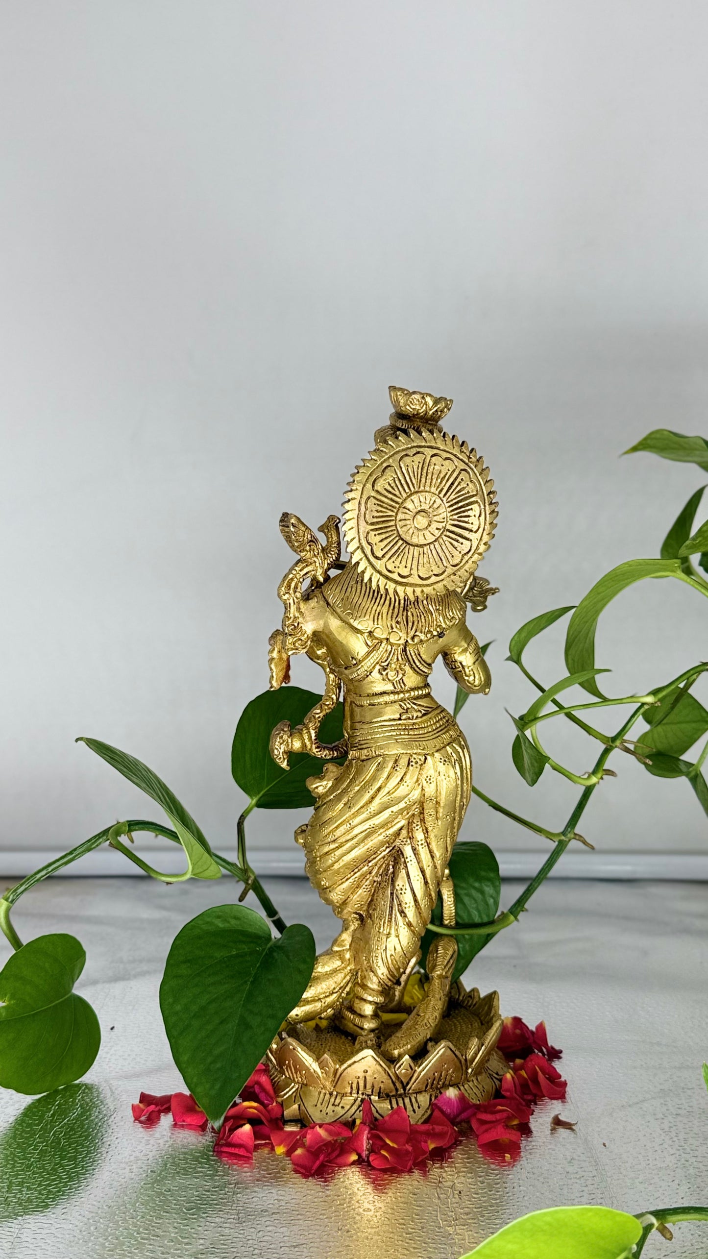 Masterpiece in Brass: Lord Krishna on Lotus Pedestal