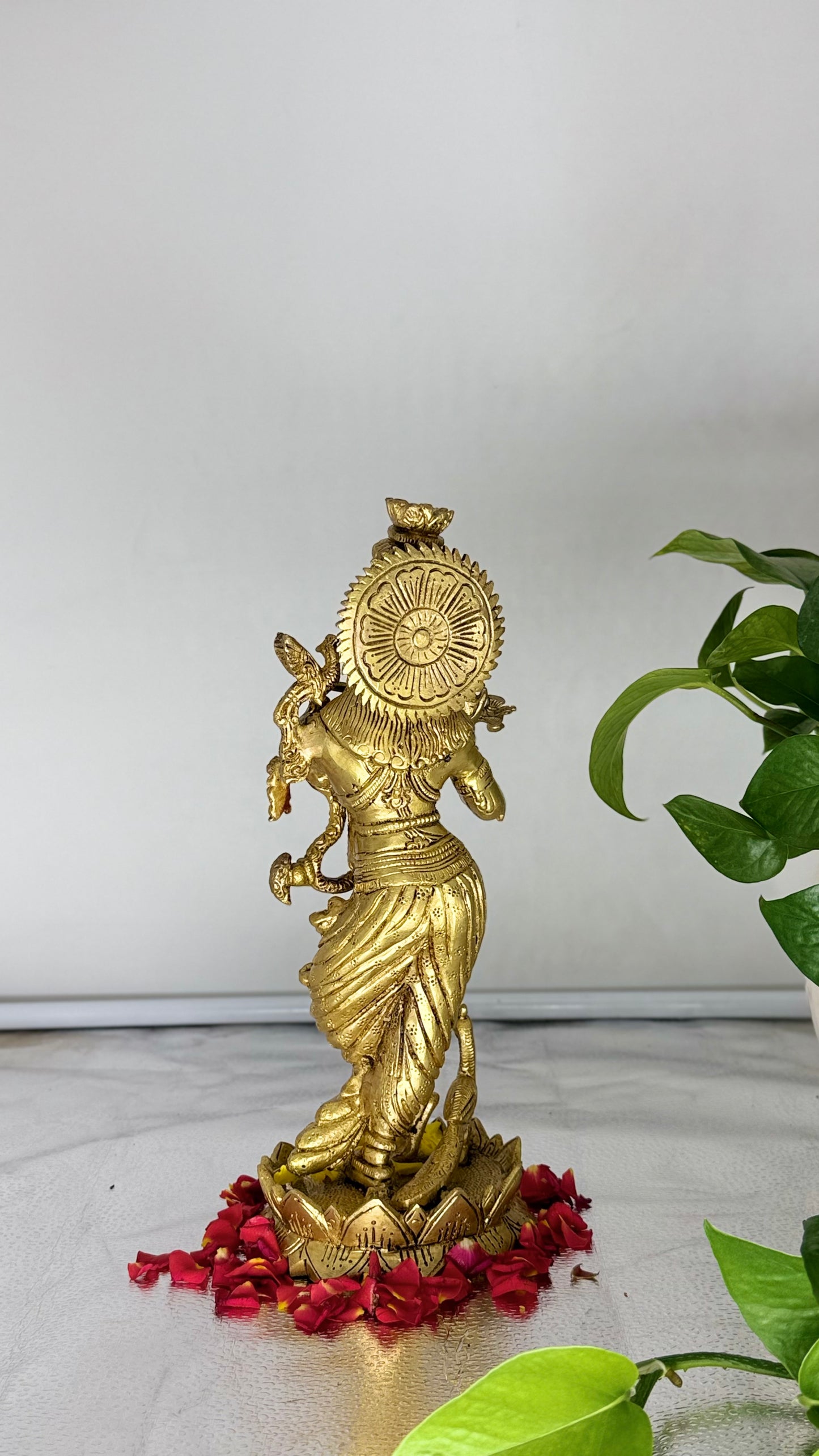 Masterpiece in Brass: Lord Krishna on Lotus Pedestal