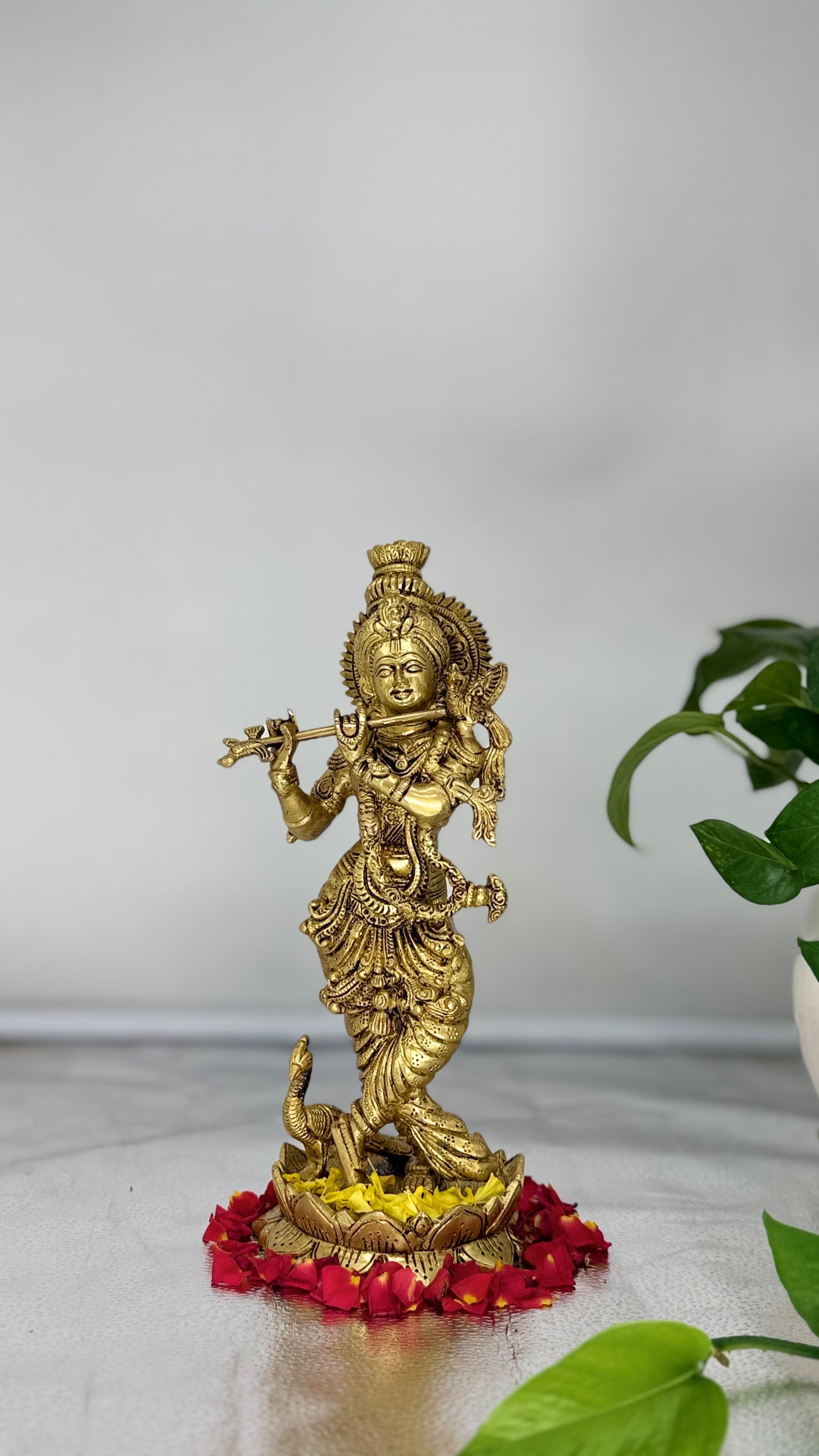Masterpiece in Brass: Lord Krishna on Lotus Pedestal