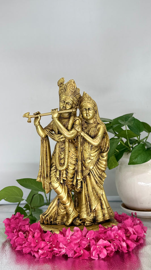 Handcrafted Brass Statue of Radha Krishna - The Embodiment of Divine Love