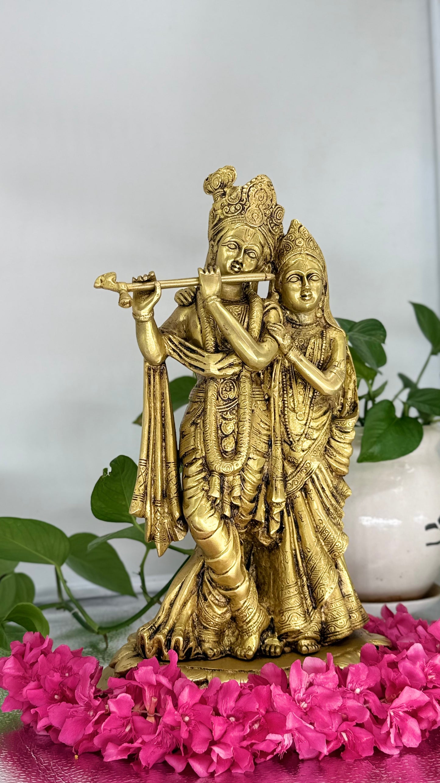 Handcrafted Brass Statue of Radha Krishna - The Embodiment of Divine Love