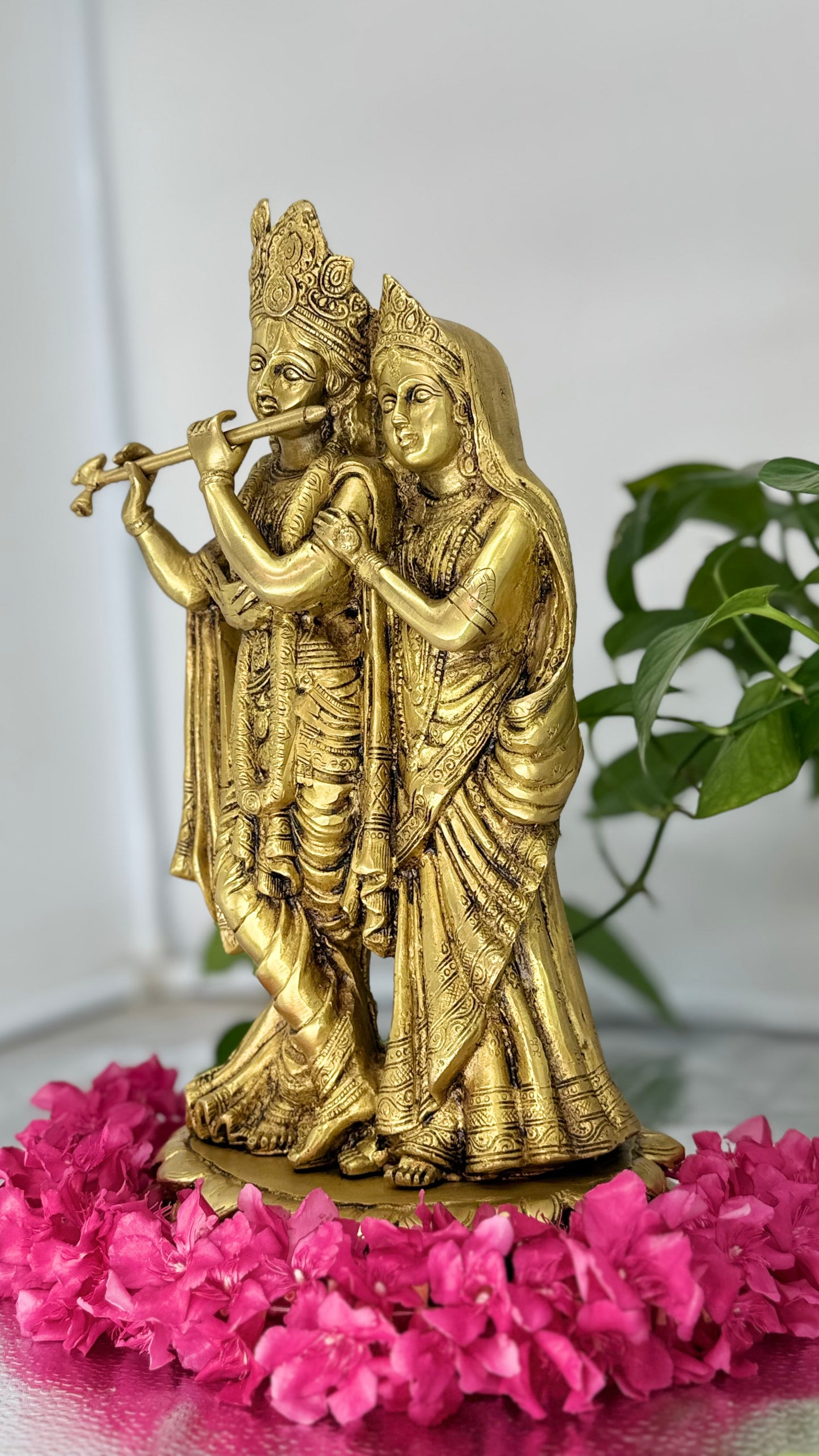 Handcrafted Brass Statue of Radha Krishna - The Embodiment of Divine Love