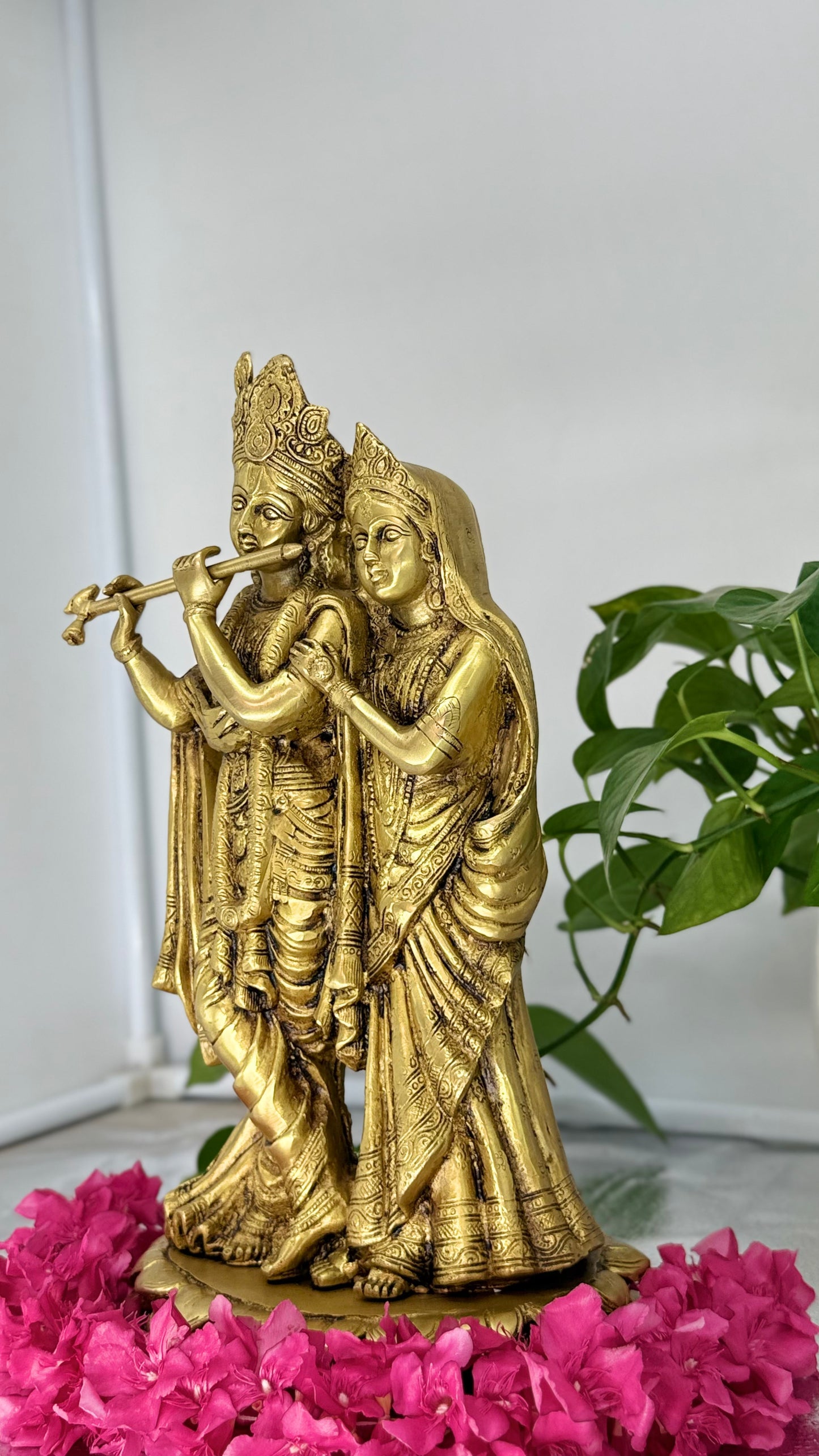 Handcrafted Brass Statue of Radha Krishna - The Embodiment of Divine Love
