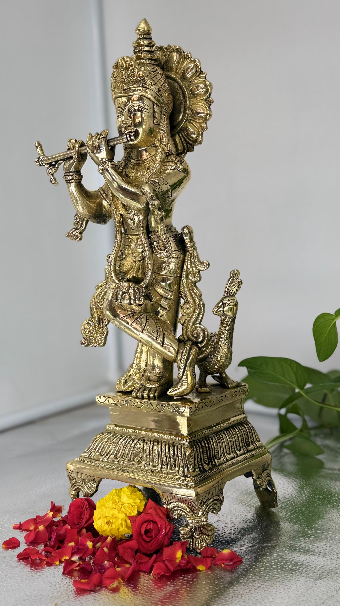 Brass Lord Krishna Flute Idol