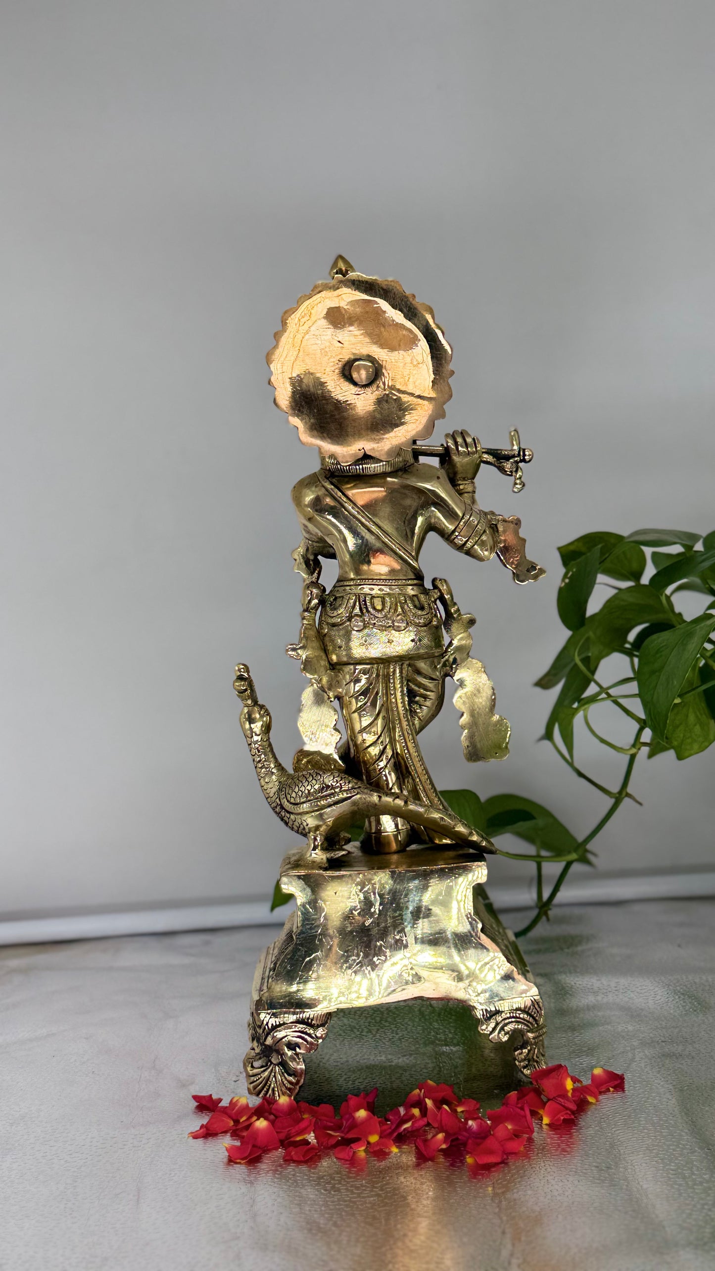 Brass Lord Krishna Flute Idol