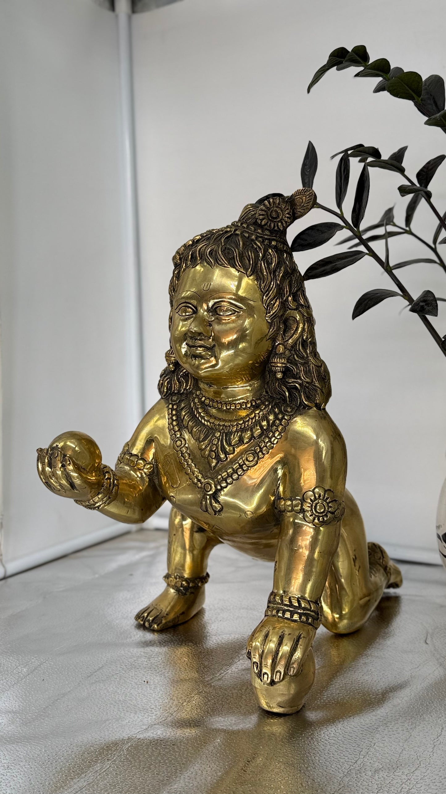 The Divine Child - Handcrafted Brass Bal Gopal (Laddu Gopal) Murti