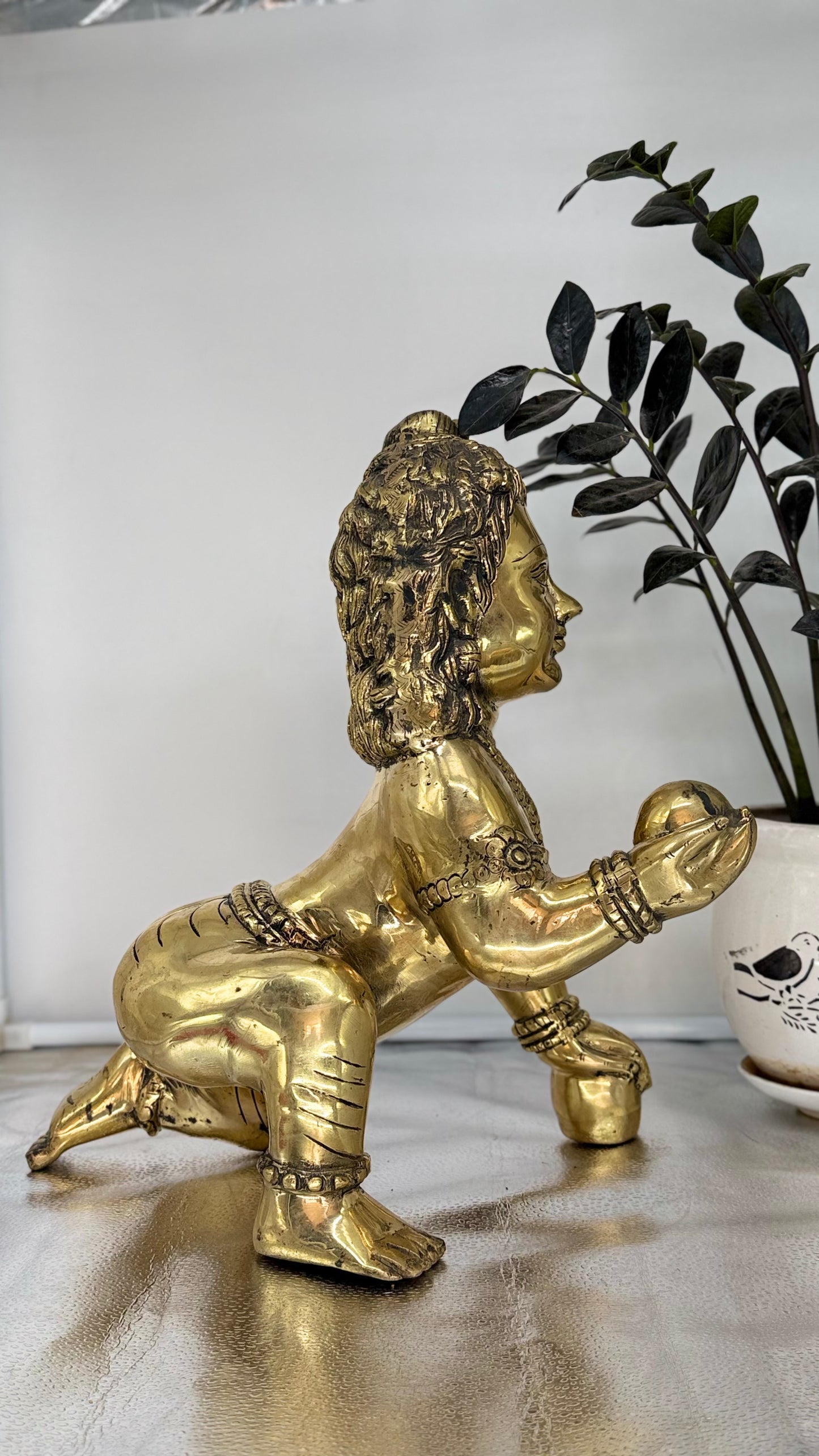 The Divine Child - Handcrafted Brass Bal Gopal (Laddu Gopal) Murti