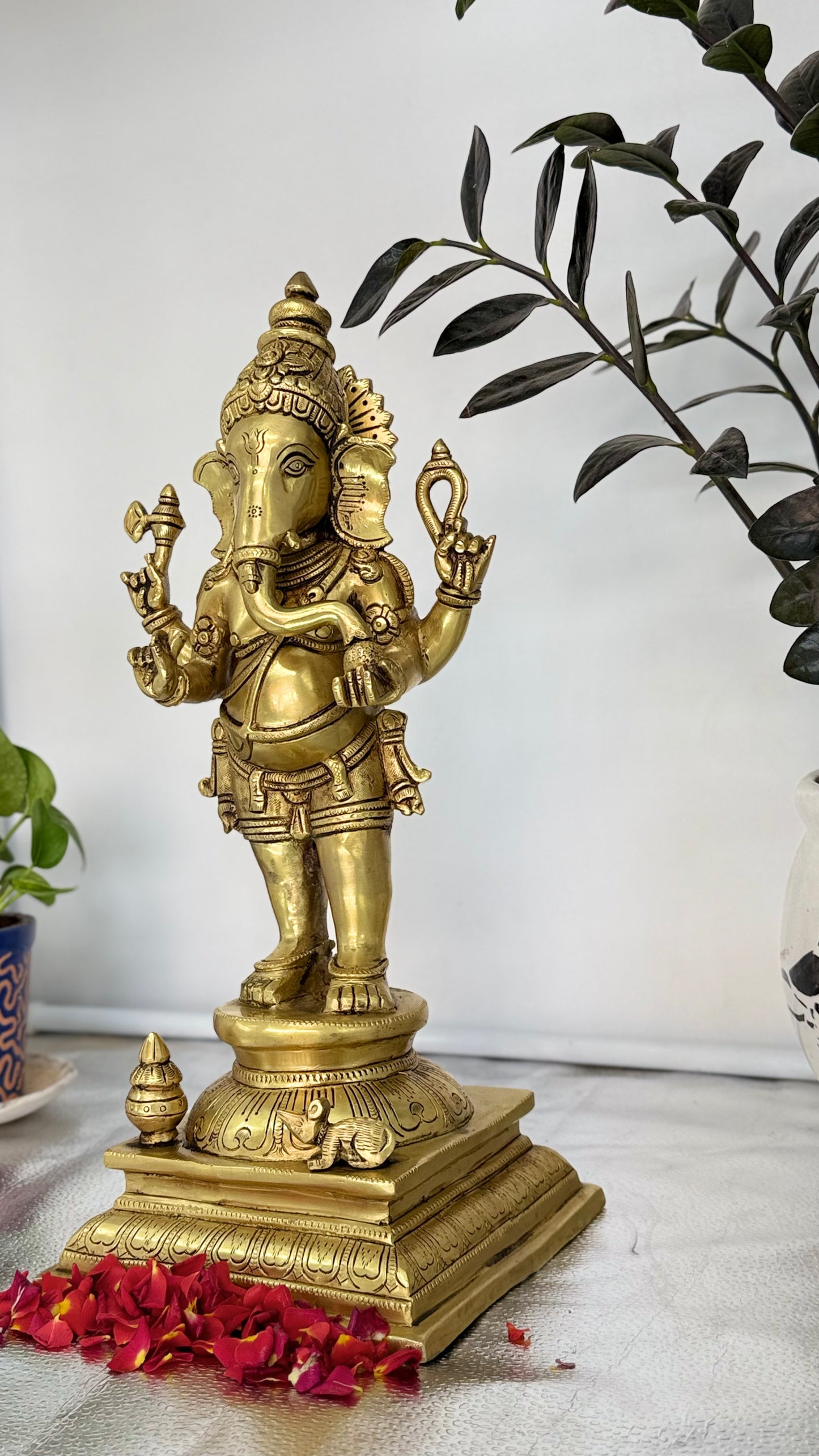 Exquisite Handcrafted Brass Standing Ganesha Idol – Remover of Obstacles & Harbinger of Prosperity