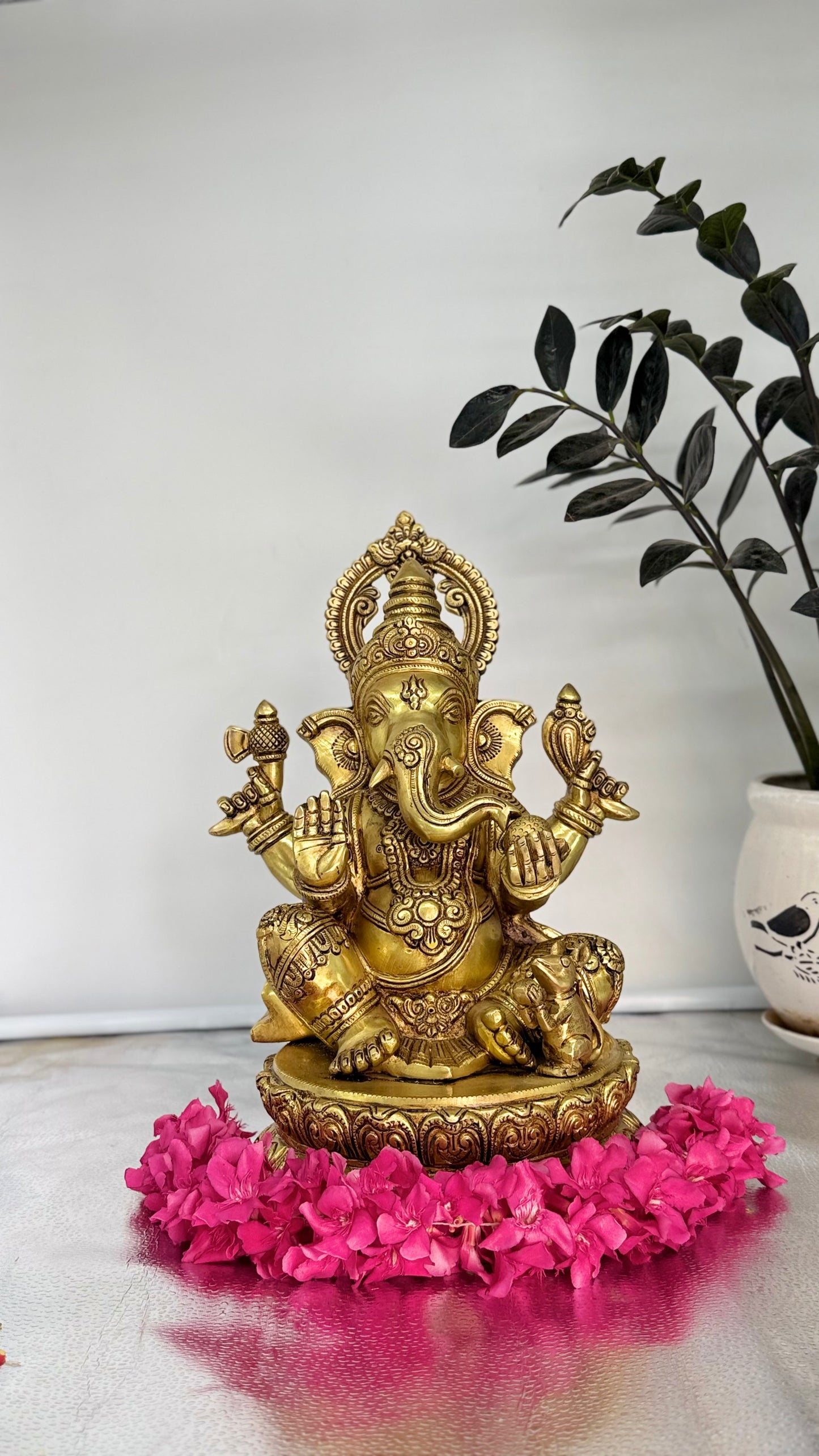 Handcrafted Brass Ganesha on Lotus Base – Symbol of Purity, Wisdom & Success