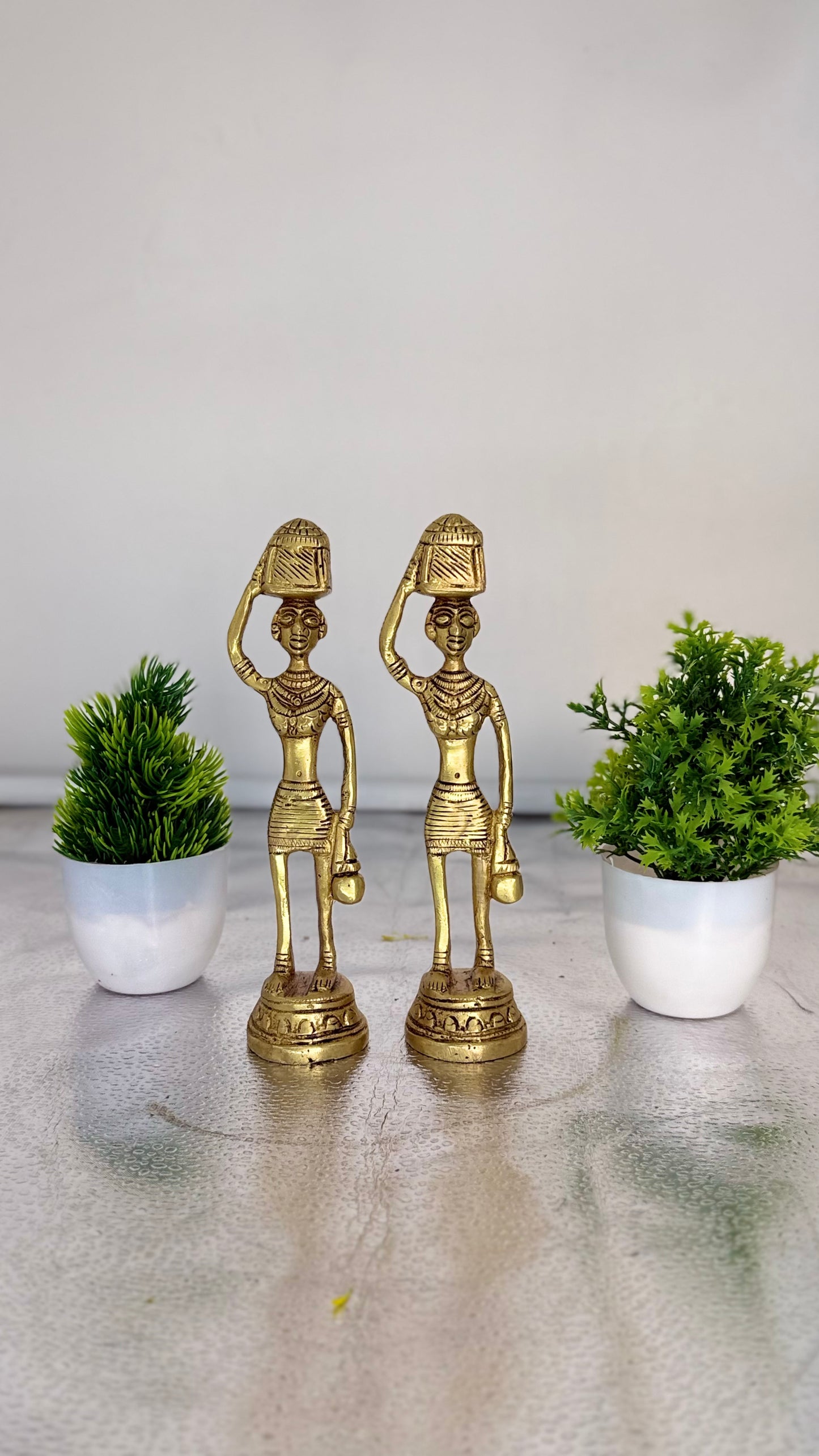 Handcrafted Brass Tribal Figurines - Set of Two