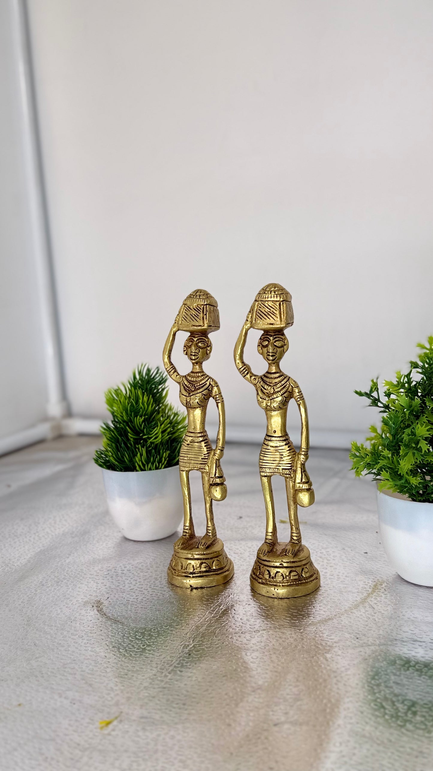 Handcrafted Brass Tribal Figurines - Set of Two