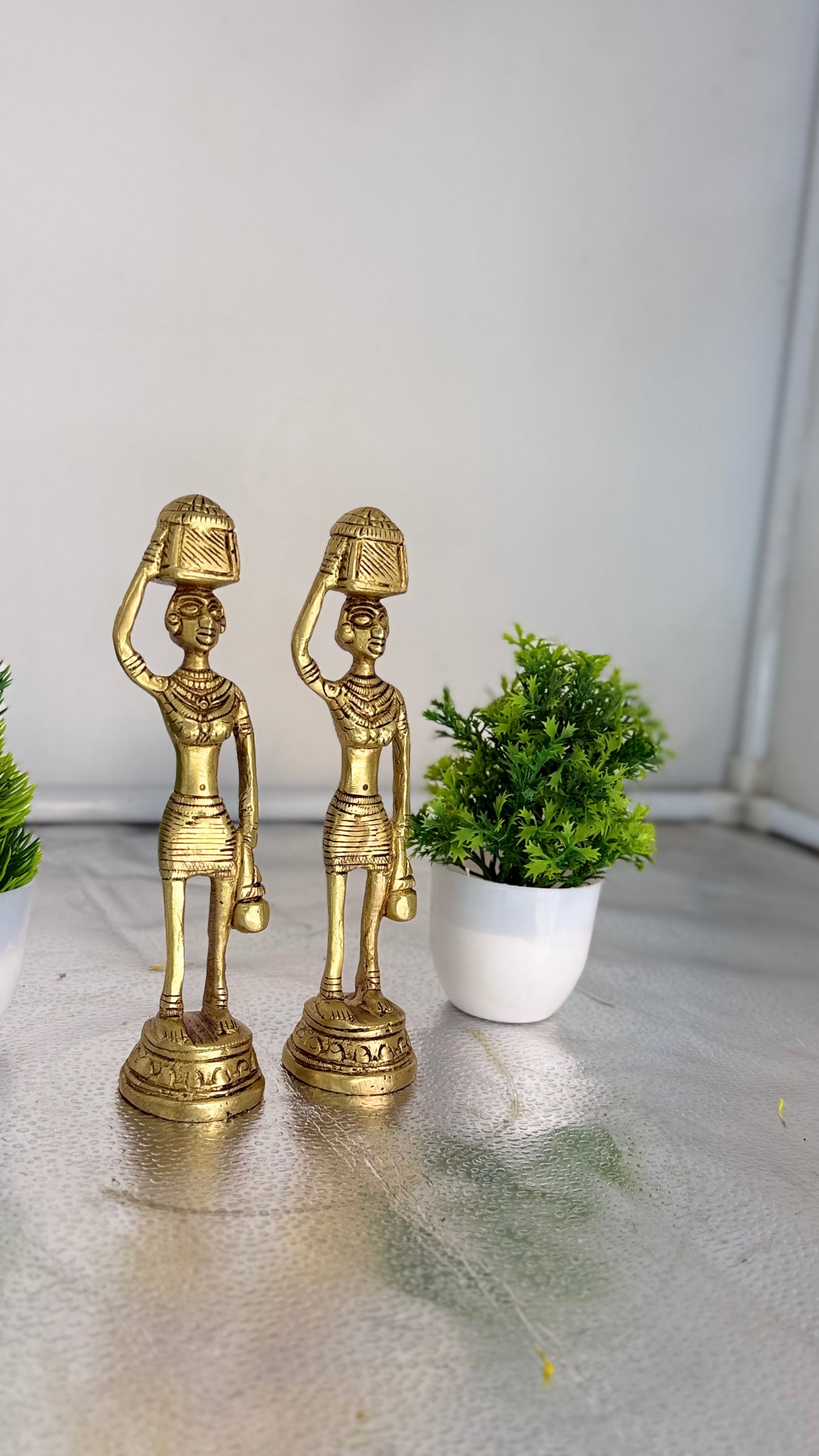 Handcrafted Brass Tribal Figurines - Set of Two