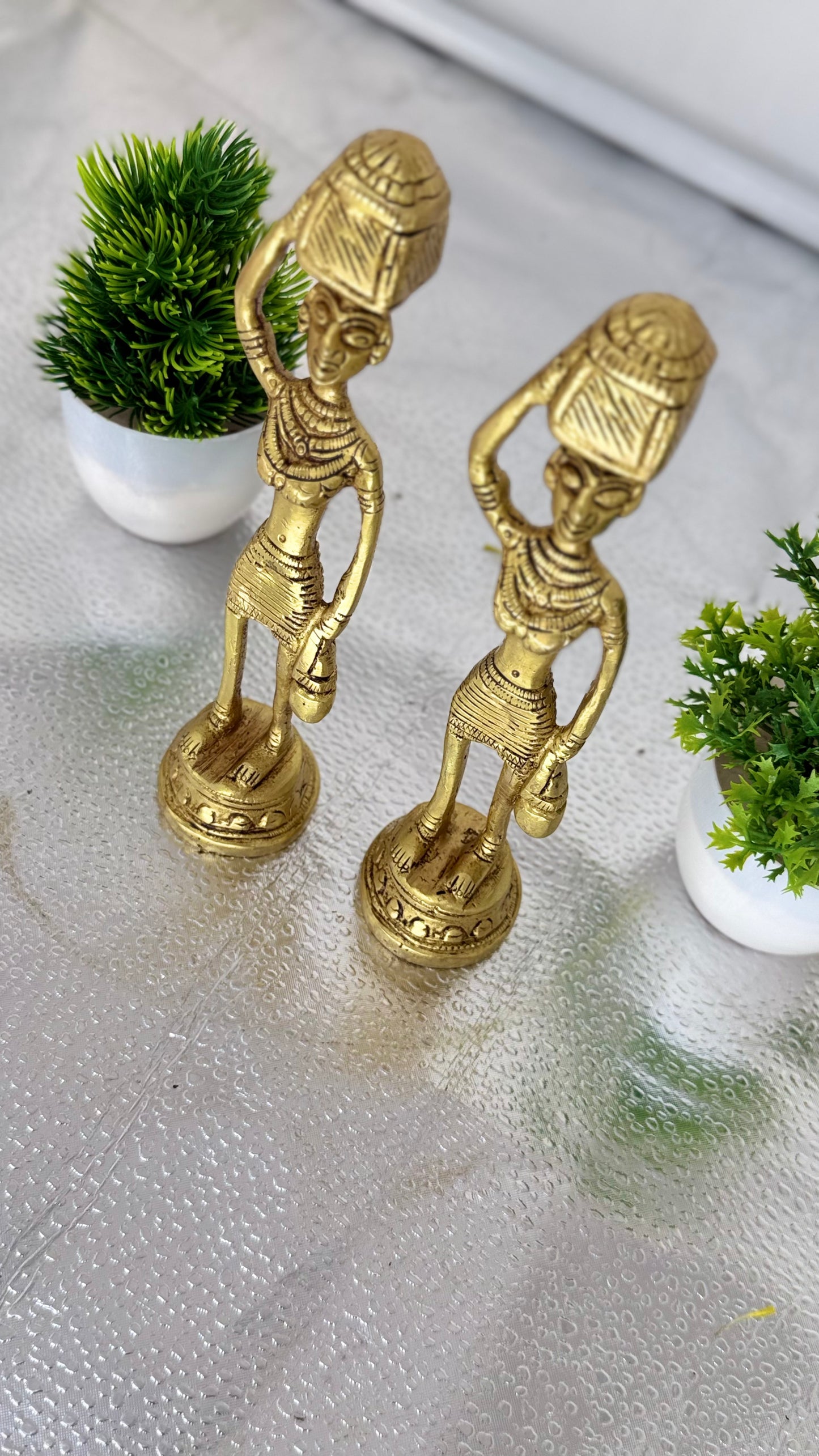 Handcrafted Brass Tribal Figurines - Set of Two