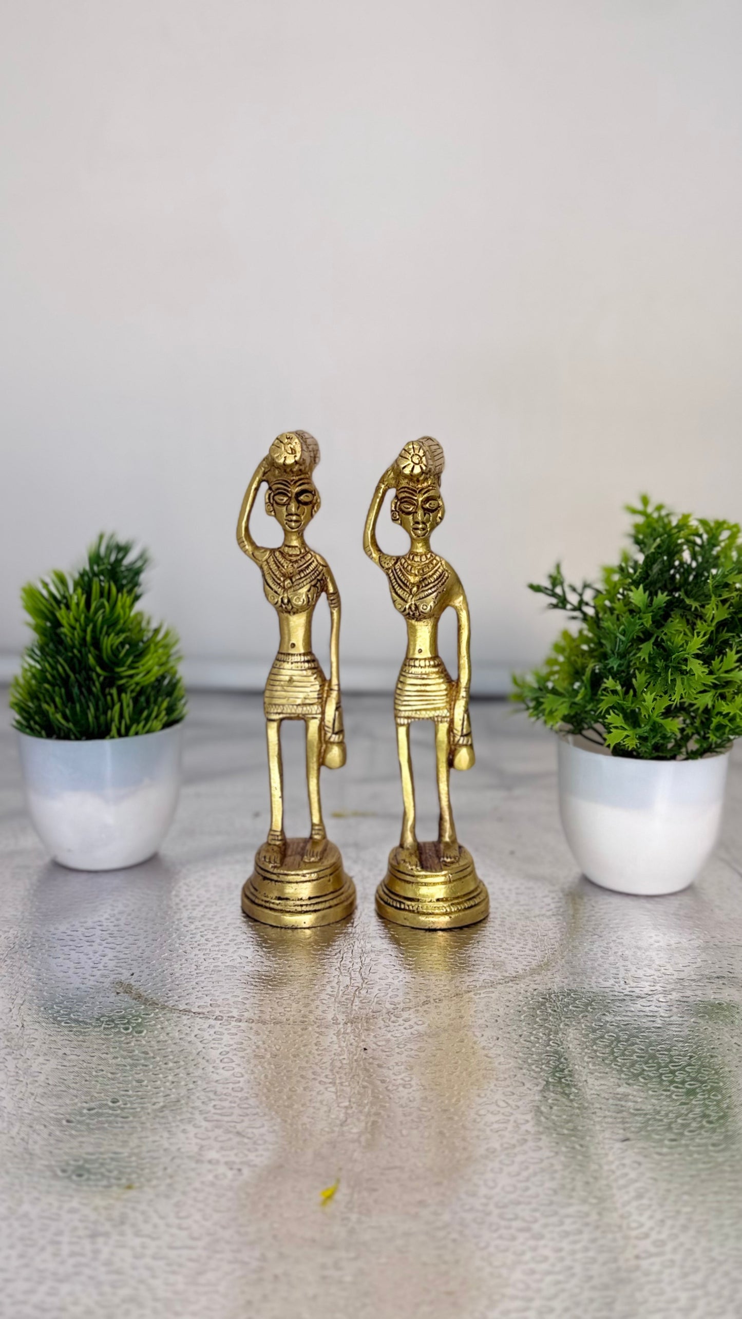 Handcrafted Brass Tribal Figurines - Set of Two