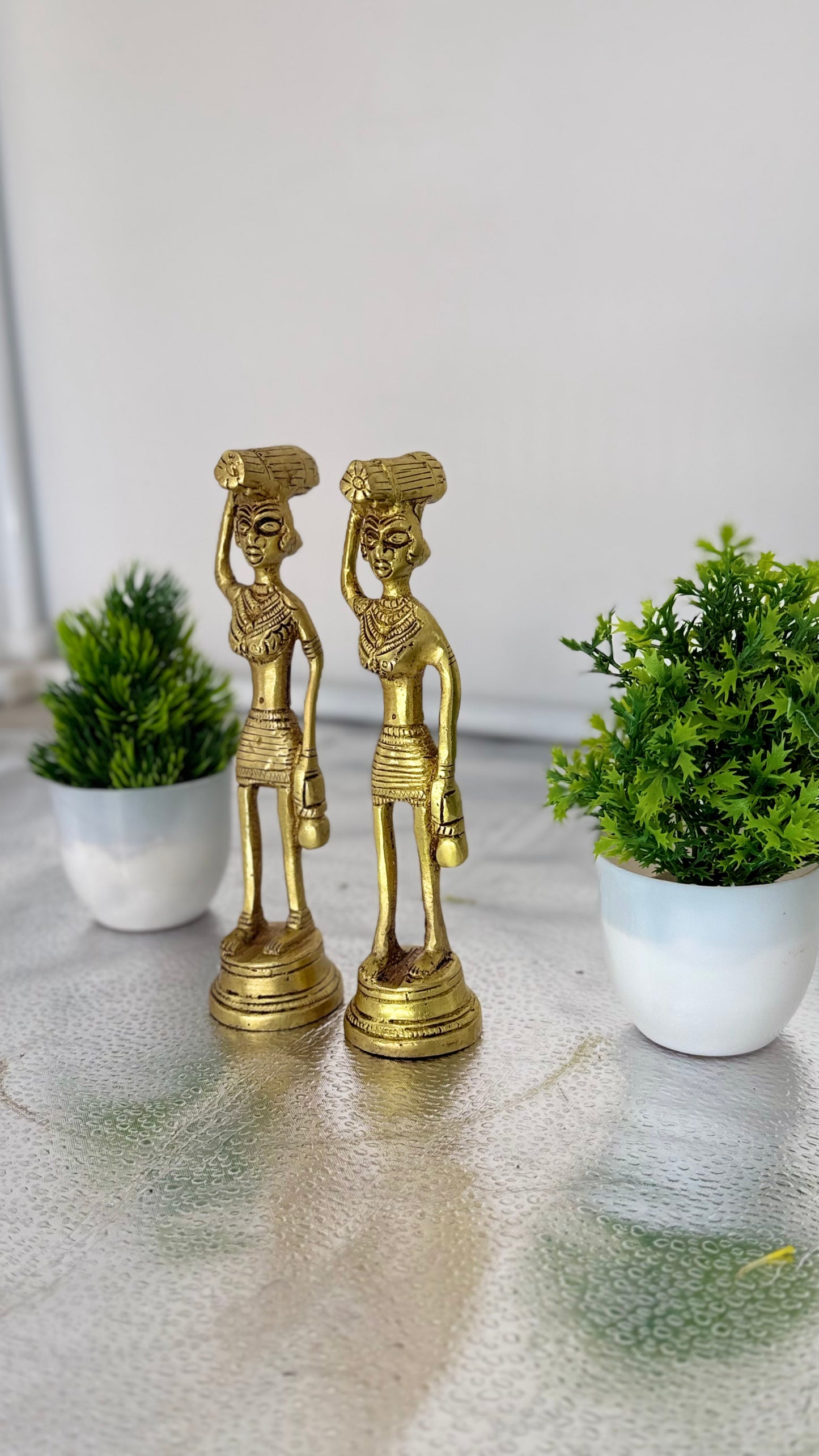 Handcrafted Brass Tribal Figurines - Set of Two