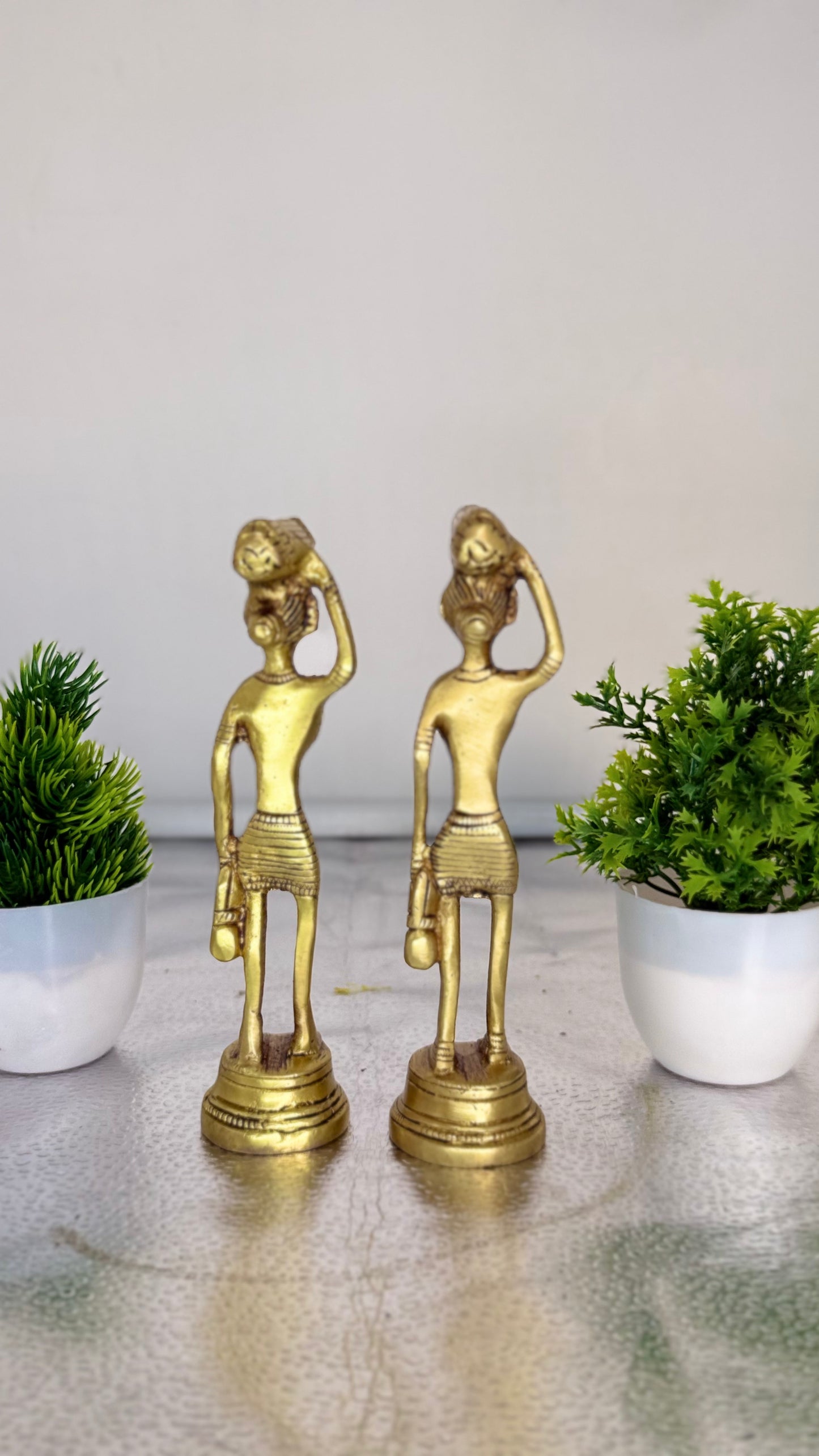 Handcrafted Brass Tribal Figurines - Set of Two