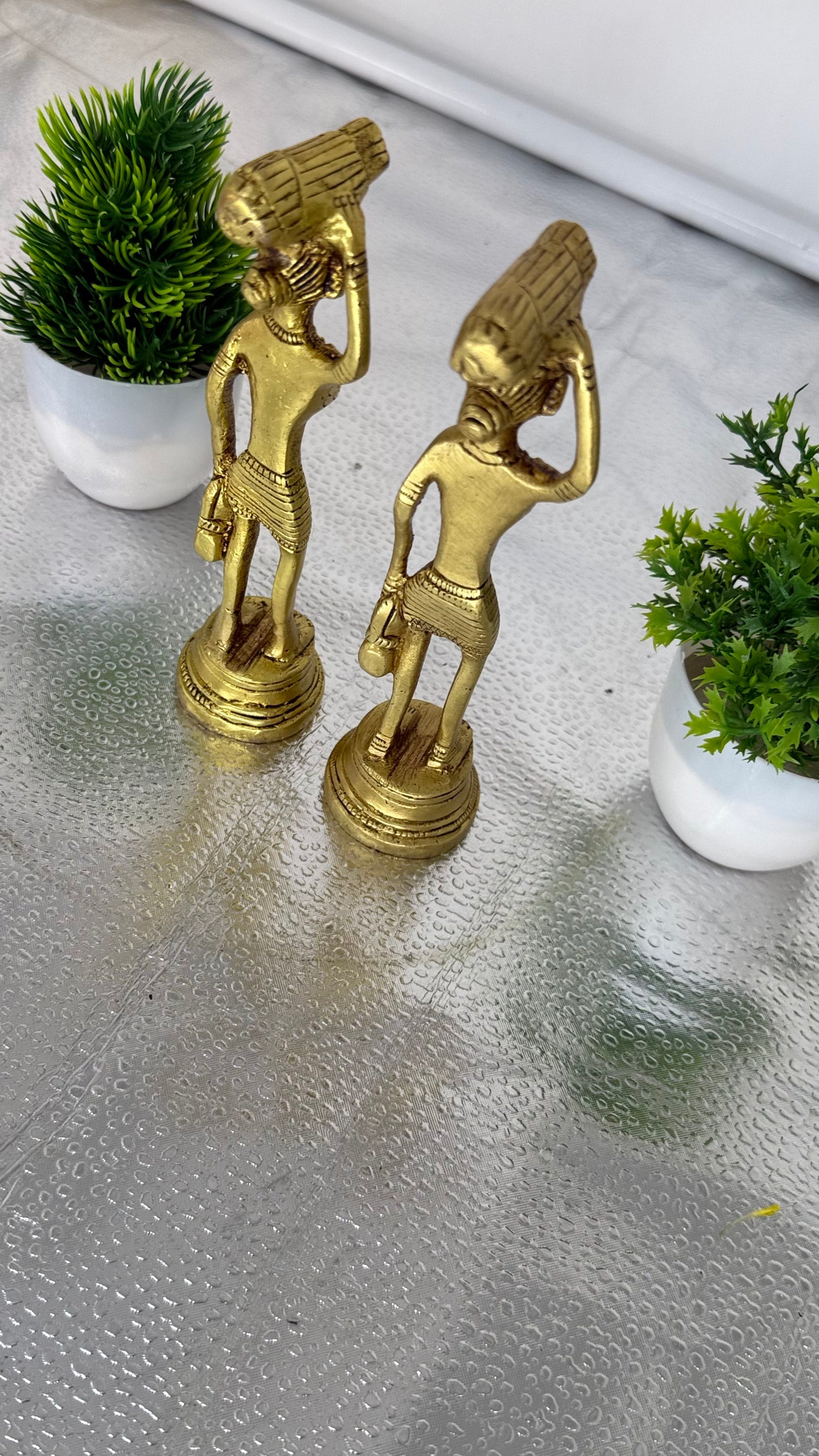 Handcrafted Brass Tribal Figurines - Set of Two