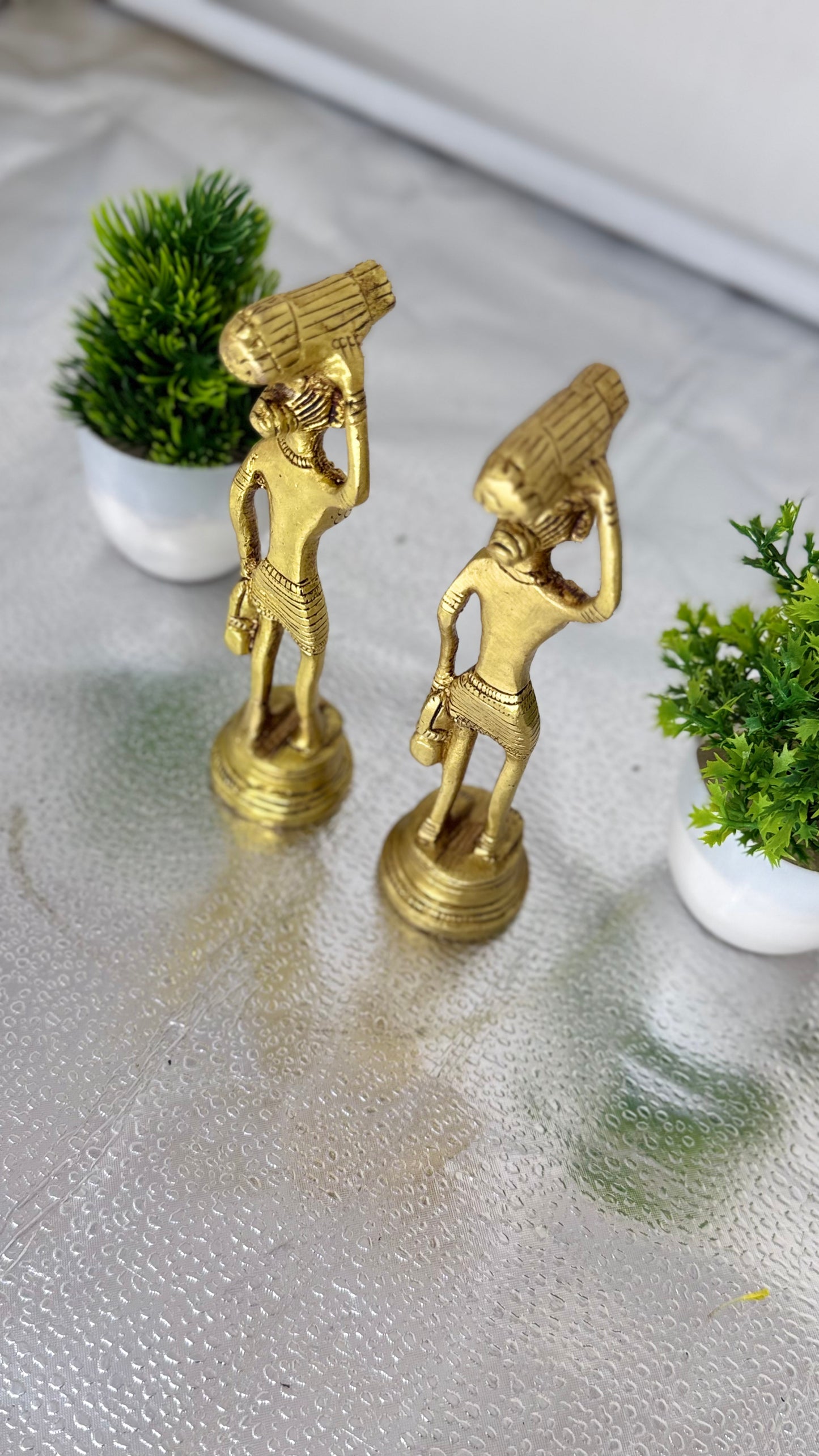 Handcrafted Brass Tribal Figurines - Set of Two