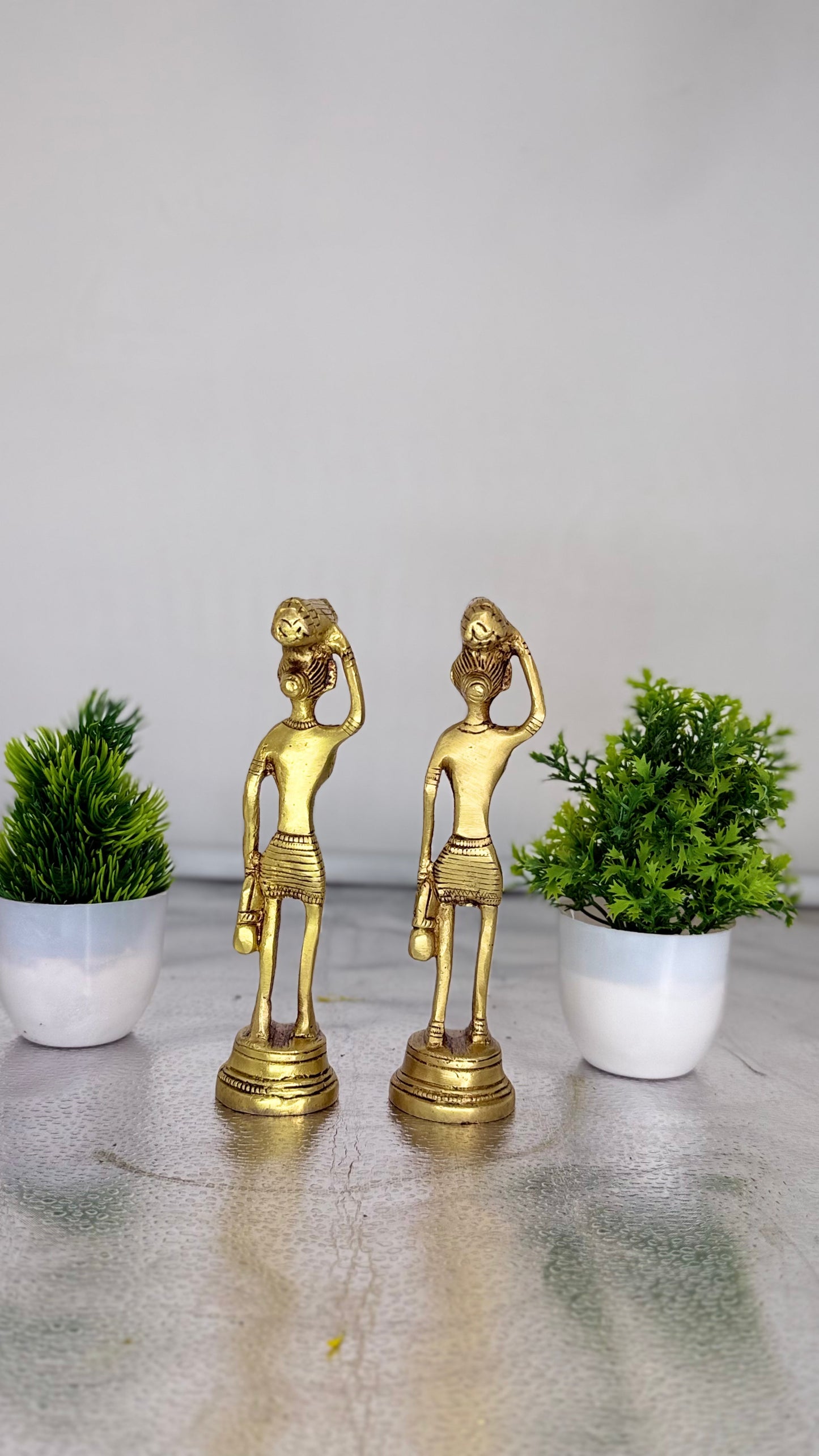 Handcrafted Brass Tribal Figurines - Set of Two