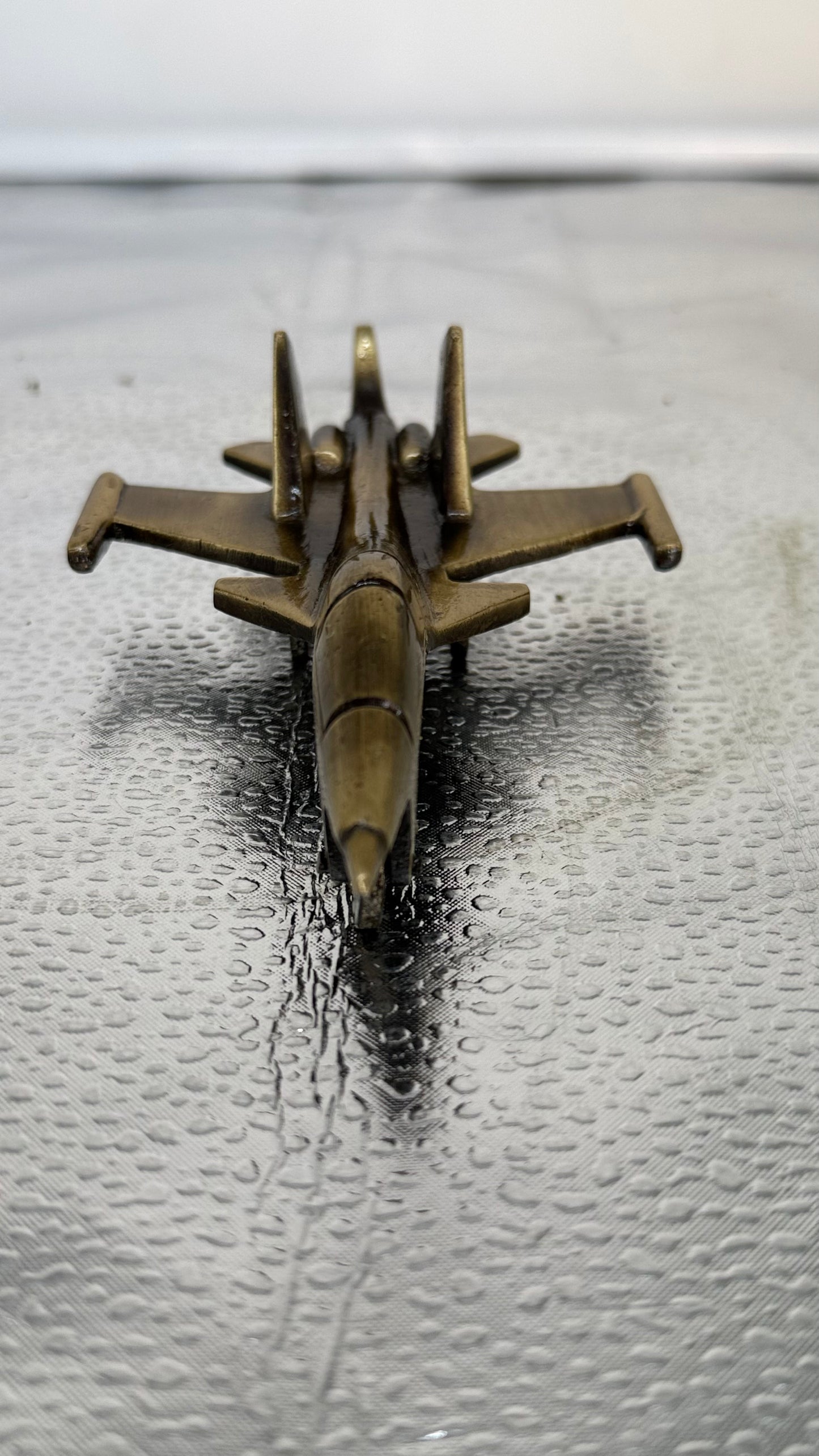 Vintage Brass Fighter Jet Model - Desk Ornament & PaperWeight