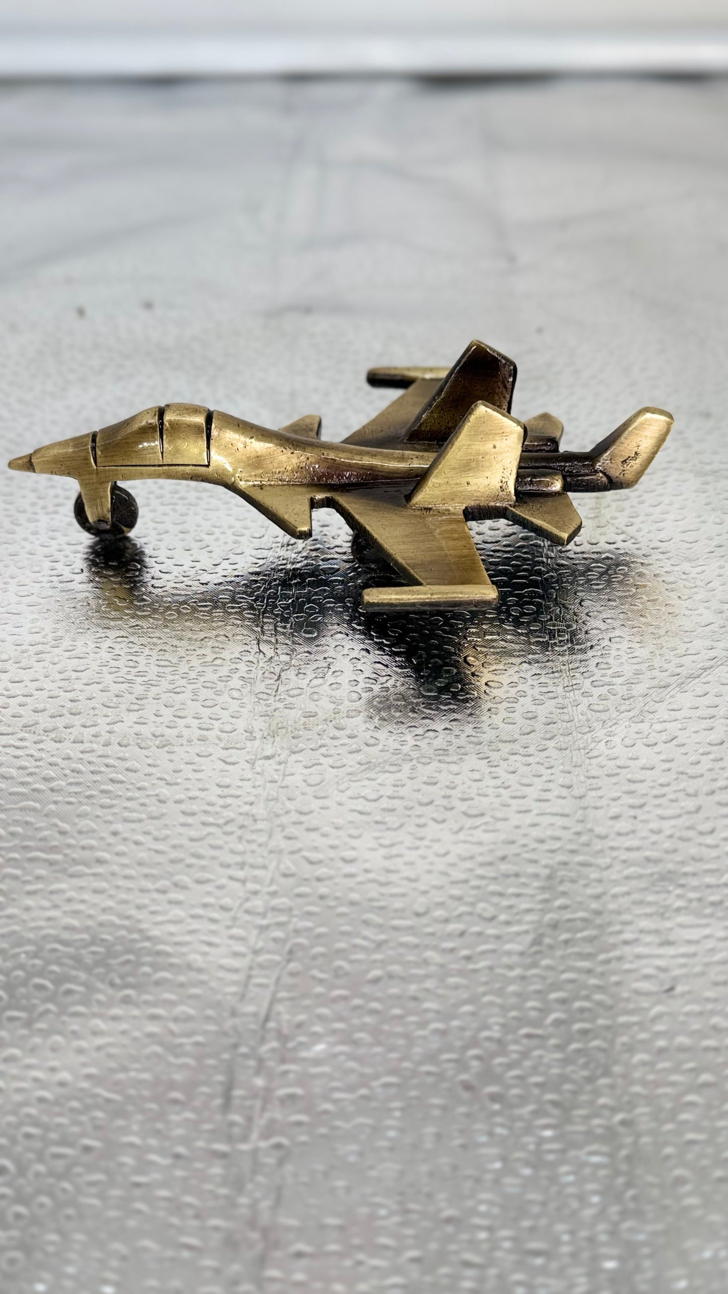 Vintage Brass Fighter Jet Model - Desk Ornament & PaperWeight