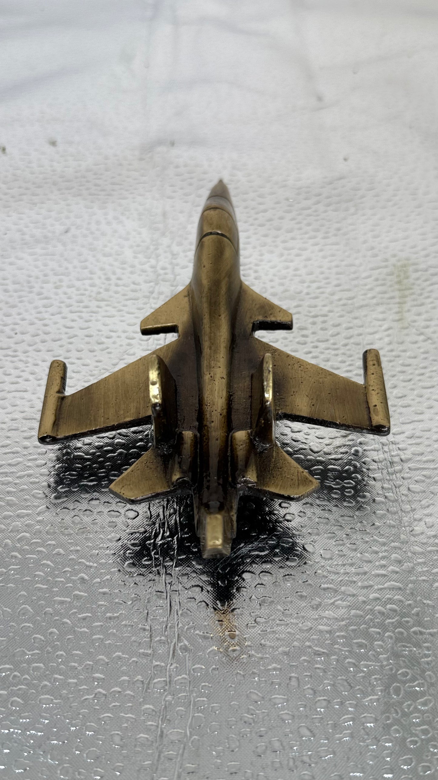Vintage Brass Fighter Jet Model - Desk Ornament & PaperWeight