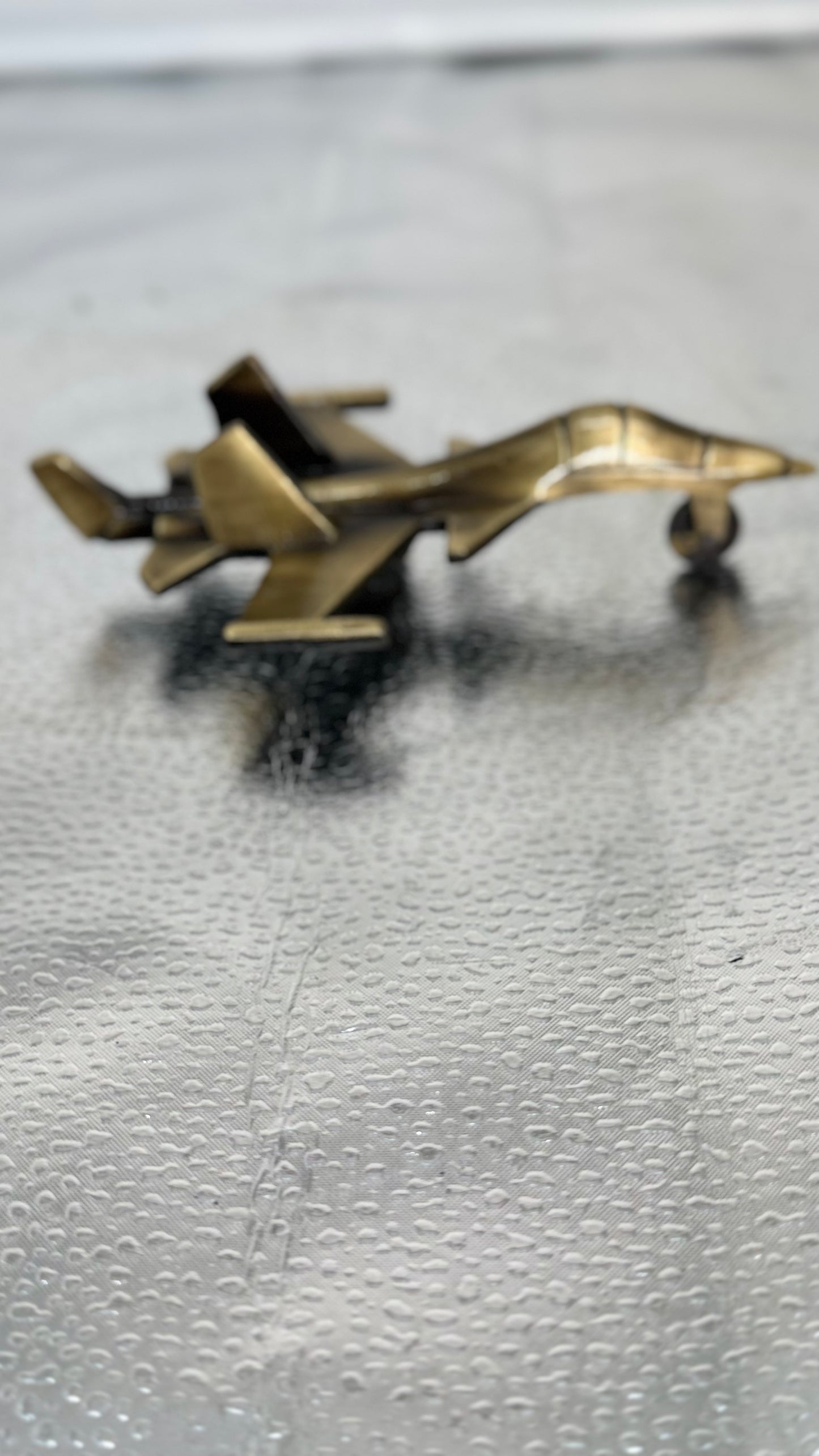 Vintage Brass Fighter Jet Model - Desk Ornament & PaperWeight