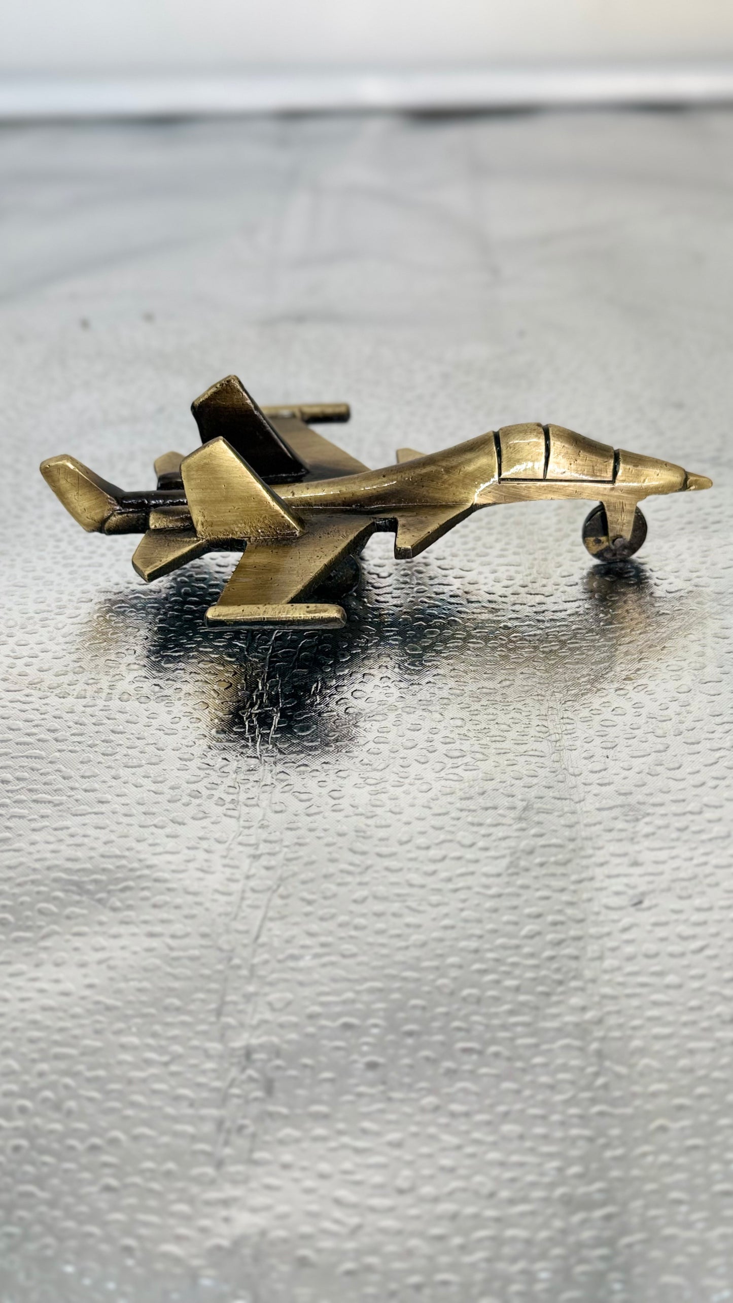 Vintage Brass Fighter Jet Model - Desk Ornament & PaperWeight