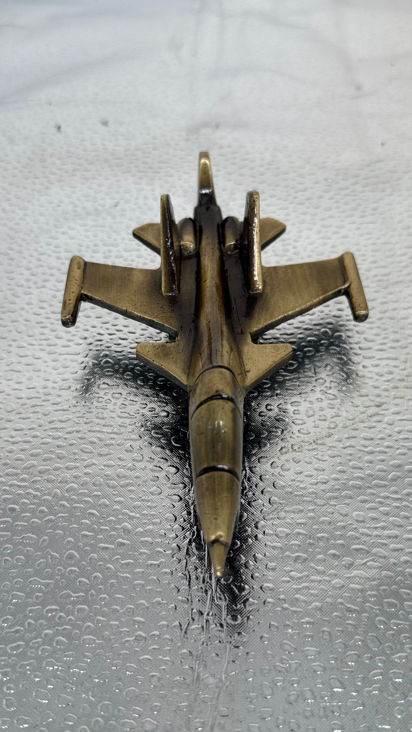 Vintage Brass Fighter Jet Model - Desk Ornament & PaperWeight