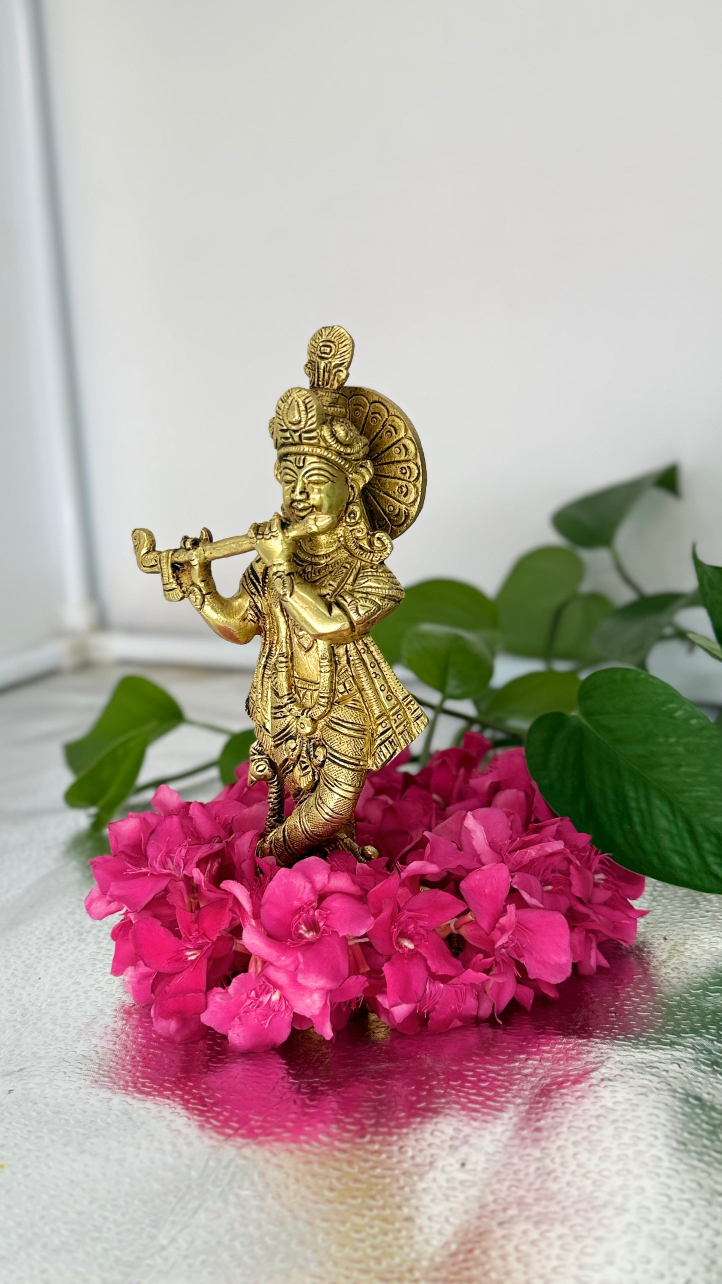 Exquisite brass statue of Lord Krishna
