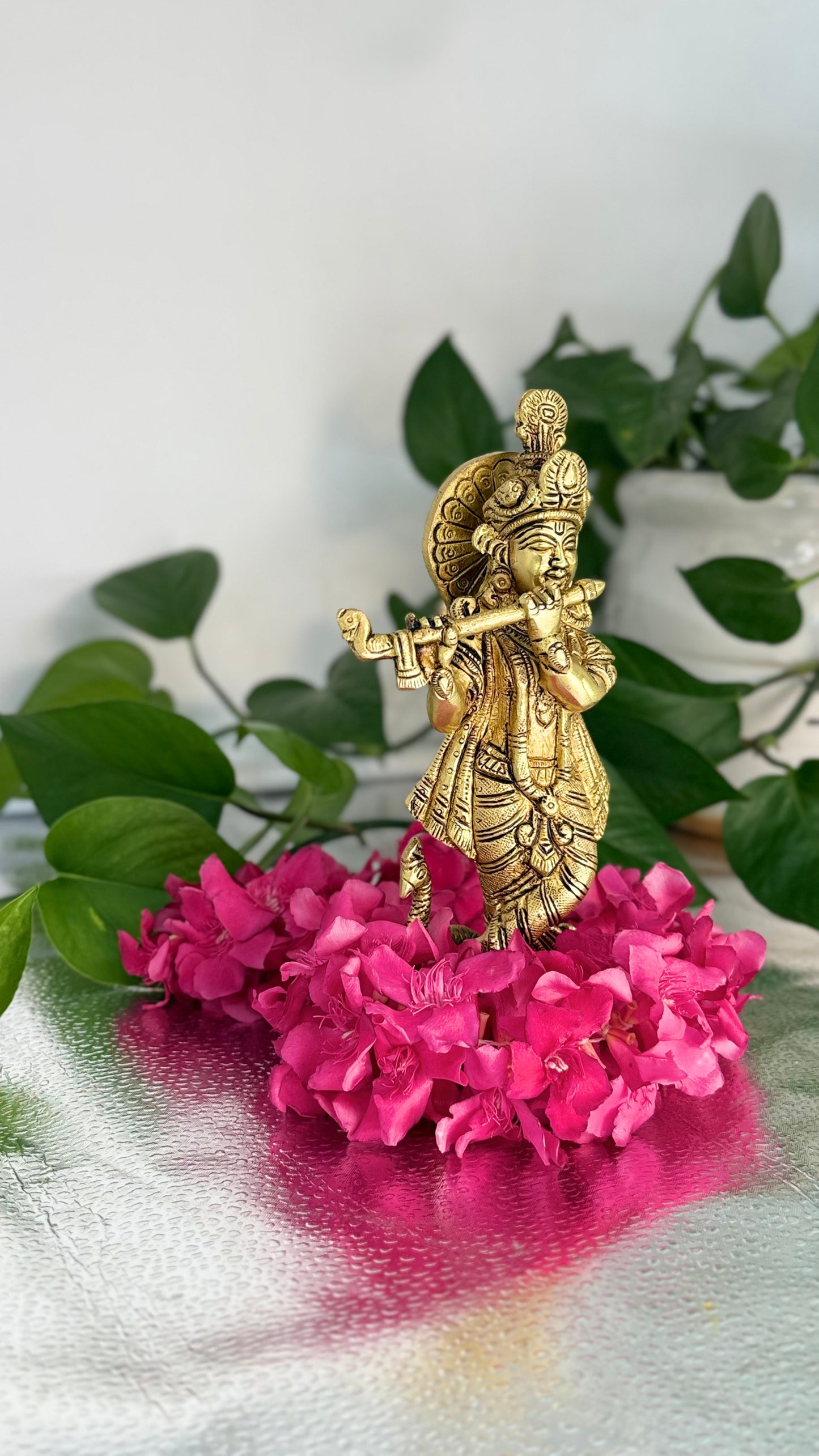 Exquisite brass statue of Lord Krishna