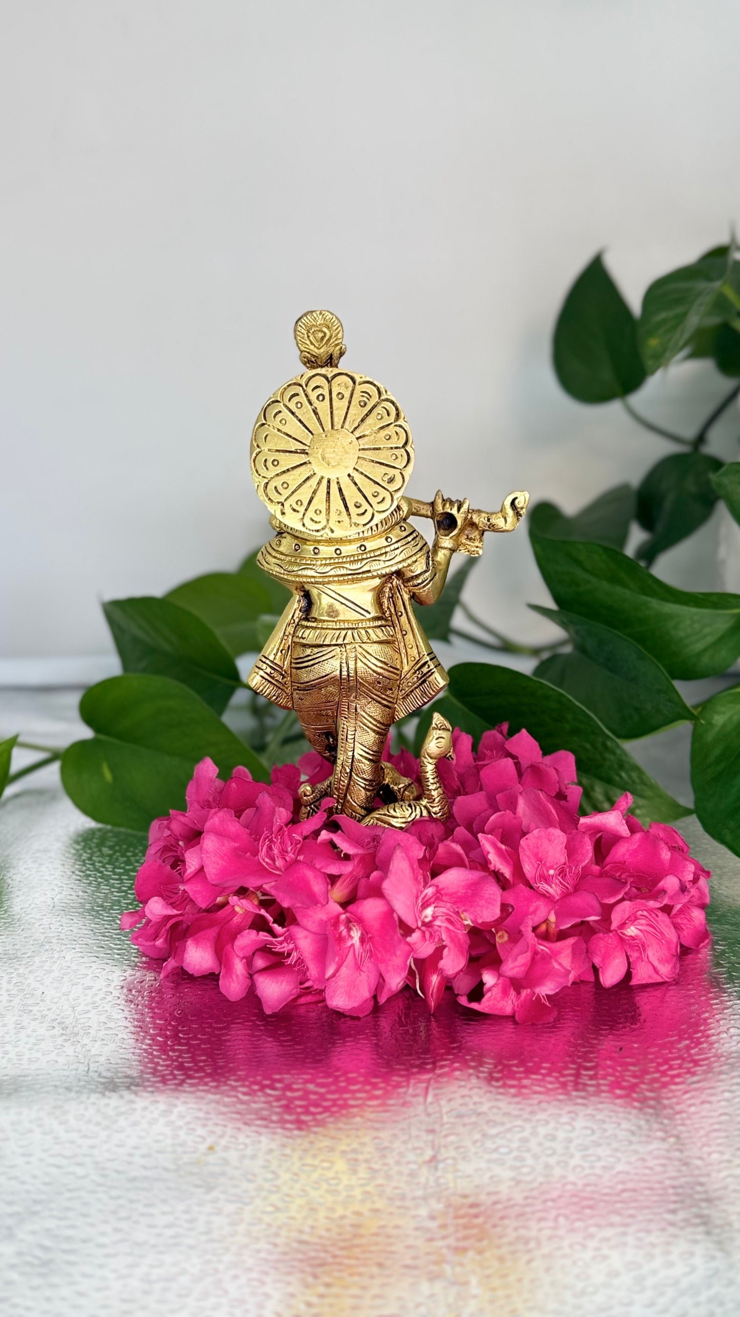 Exquisite brass statue of Lord Krishna