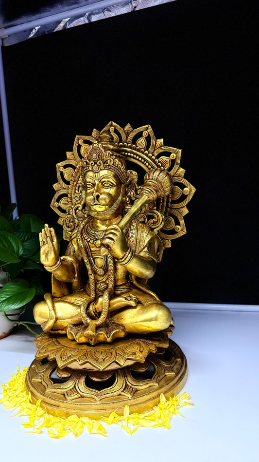 Majestic Brass Statue of Lord Hanuman - The Embodiment of Strength and Devotion