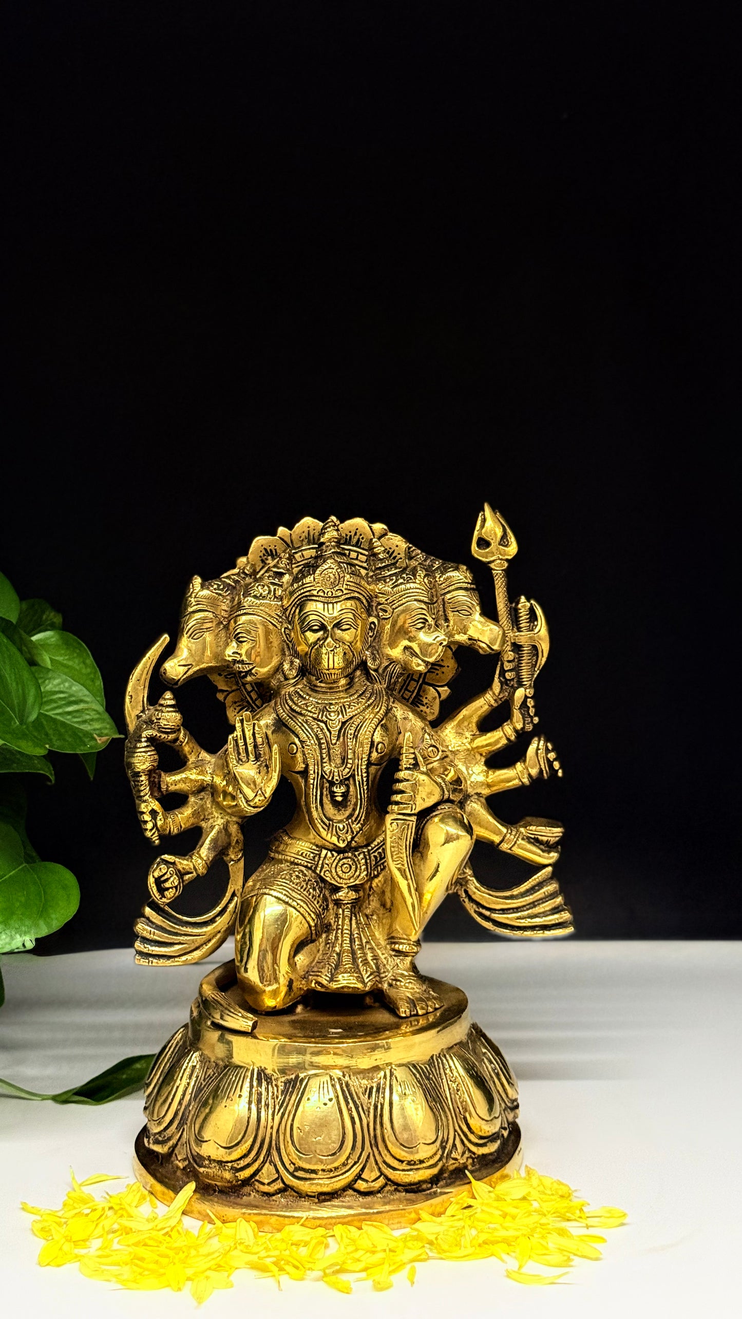 Divine Panchamukhi Hanuman Brass Statue - Symbol of Courage and Multi-faceted Power