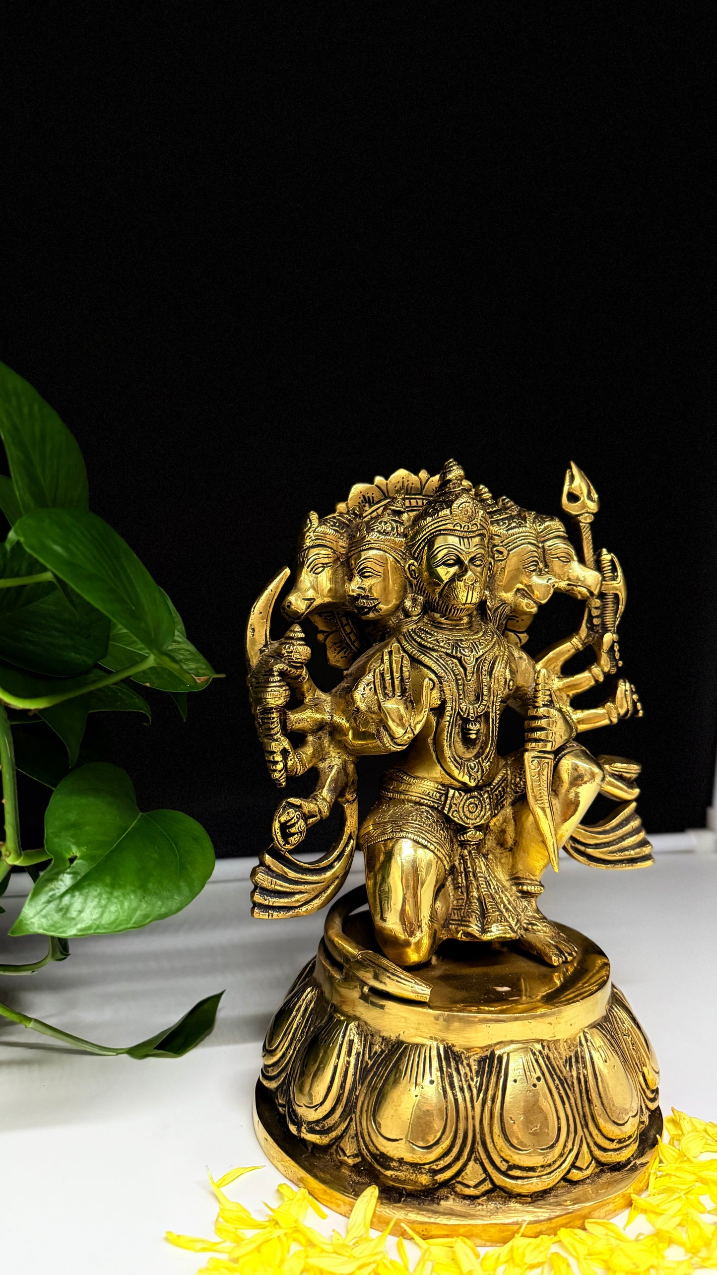 Divine Panchamukhi Hanuman Brass Statue - Symbol of Courage and Multi-faceted Power
