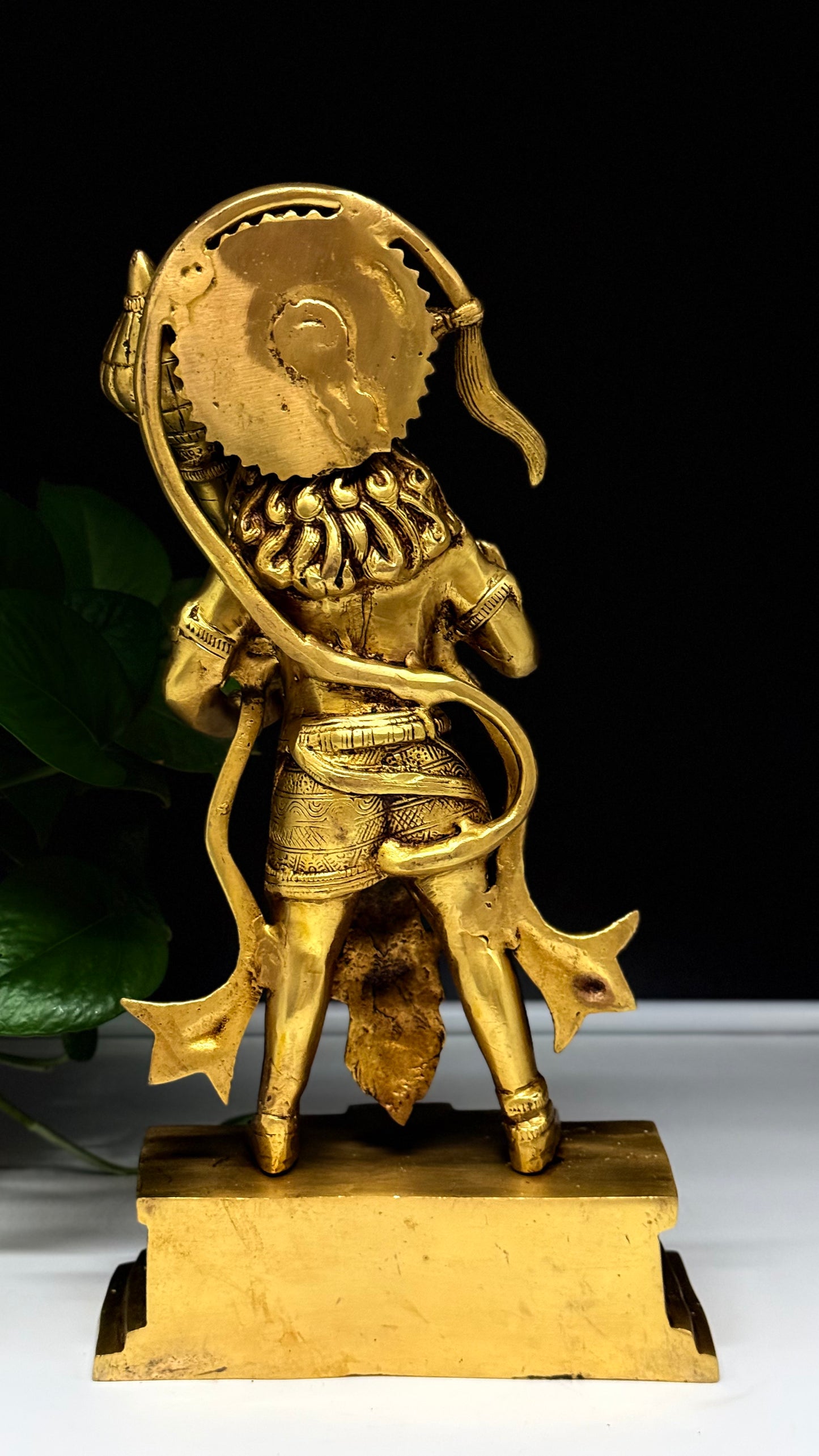 Exquisite Brass Lord Hanuman Idol with Surya Dev & Miniature Deity Pedestal - A Collector's Masterpiece