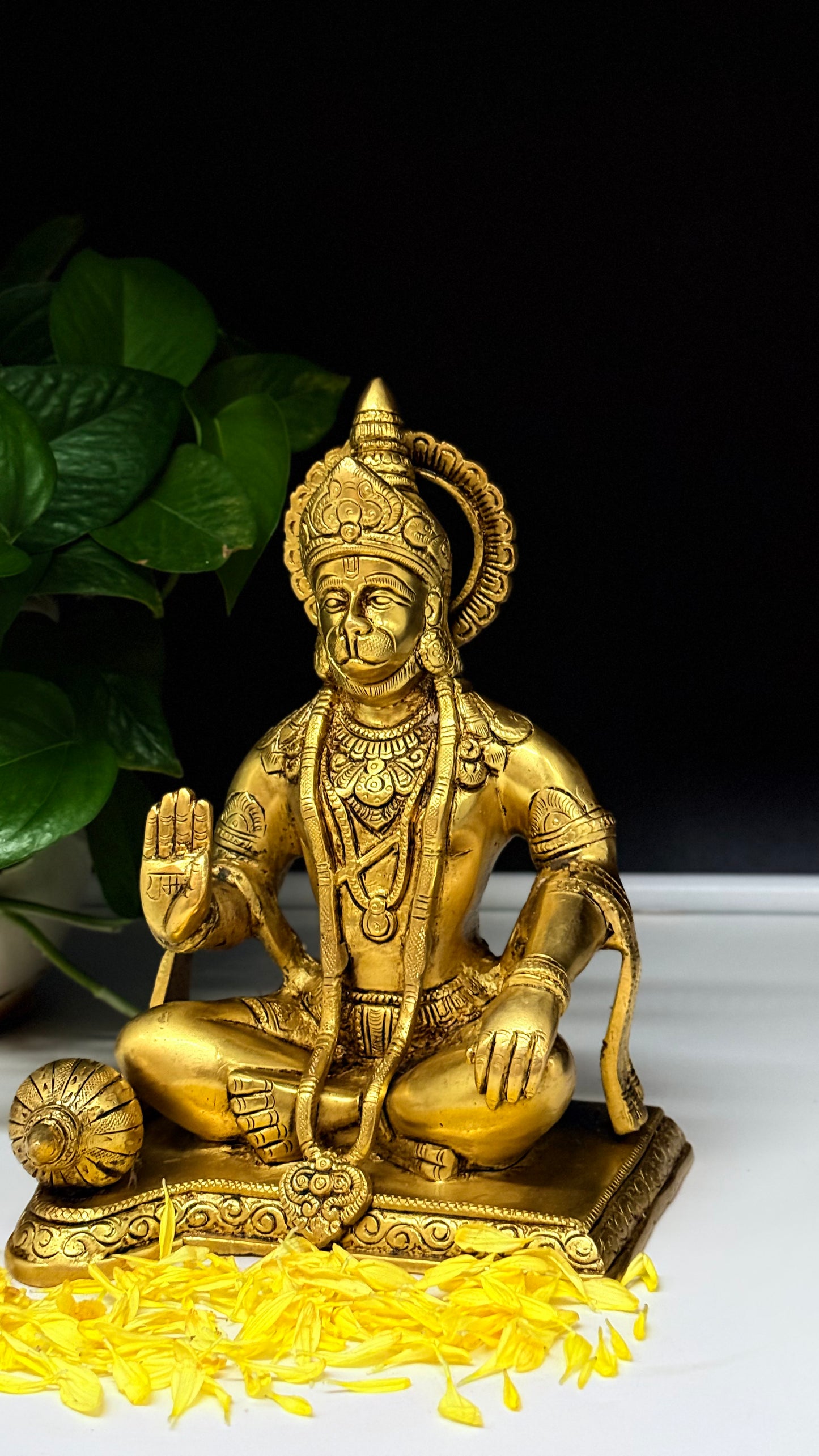 Devotional blessing Hanuman Brass Statue | Veer Hanuman Murti for Altar