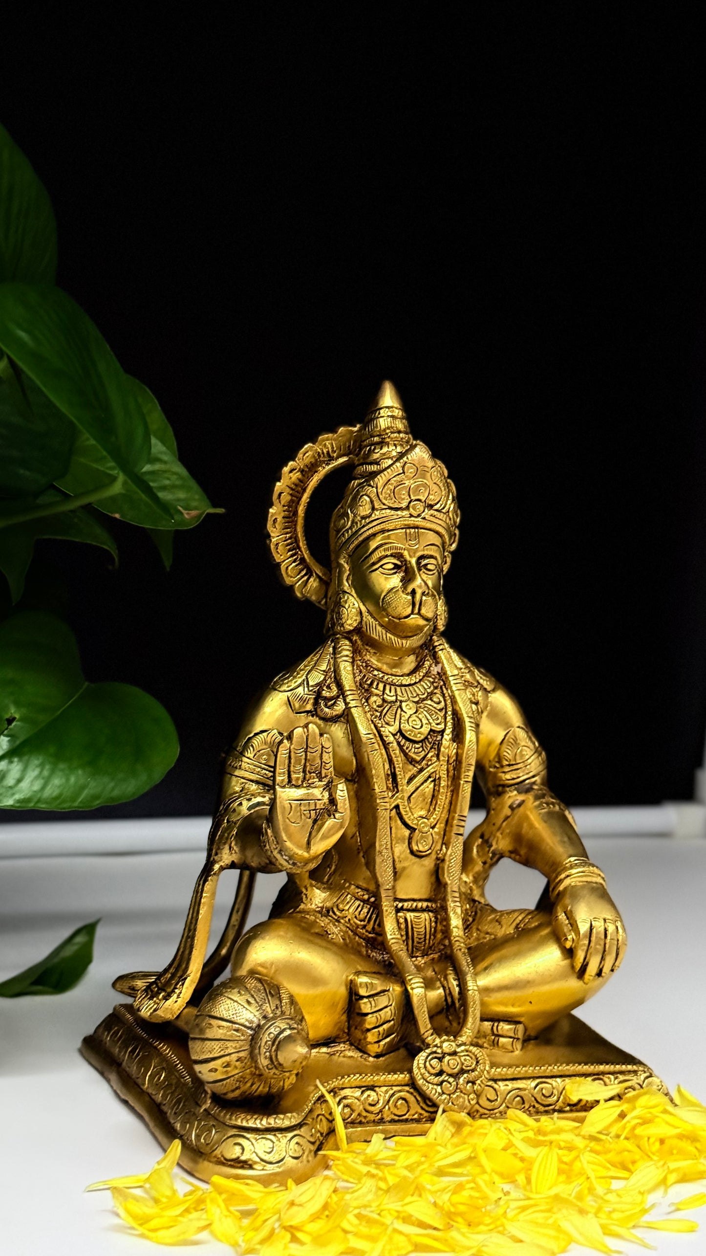Devotional blessing Hanuman Brass Statue | Veer Hanuman Murti for Altar