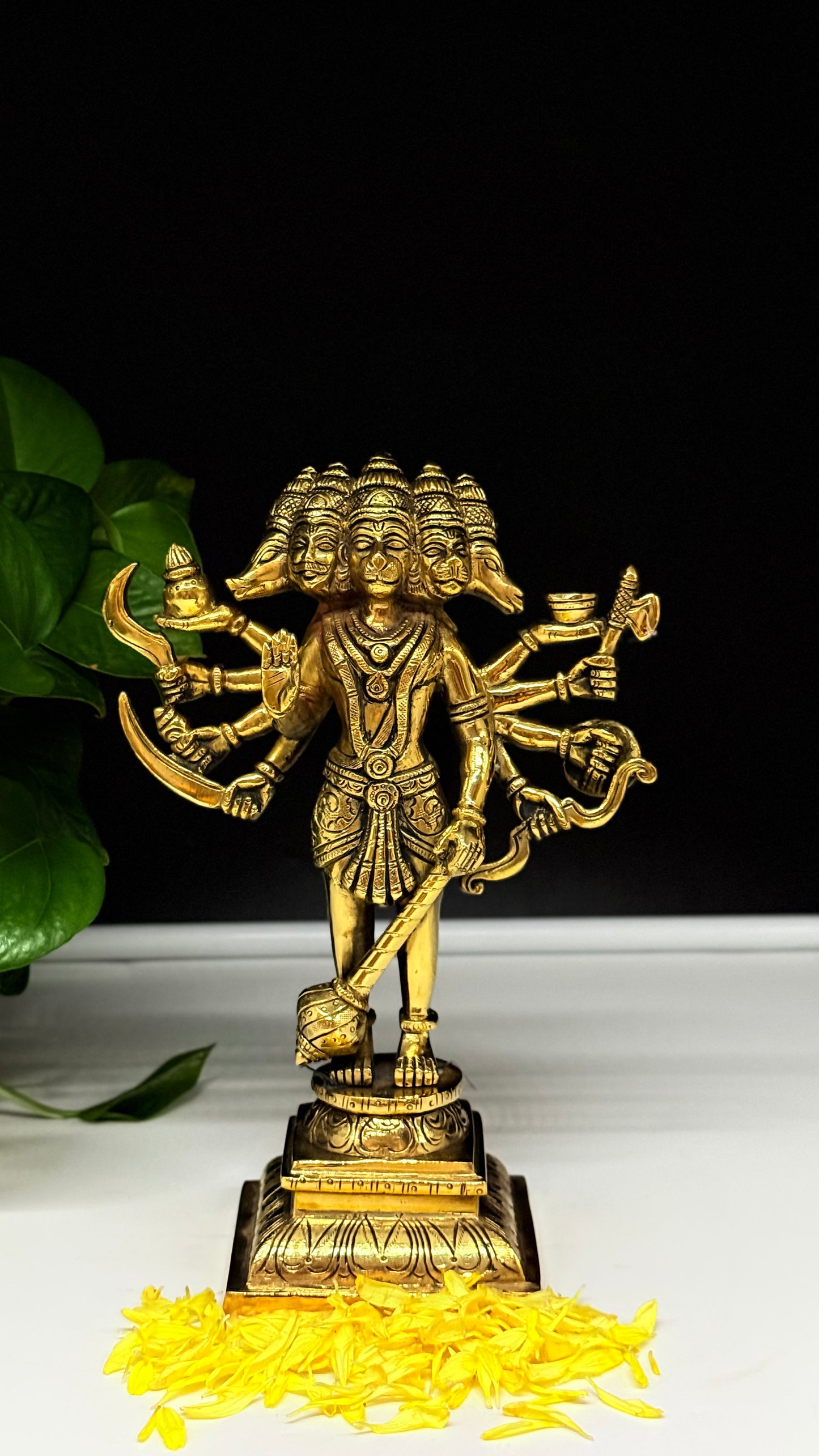 Panchamukhi Hanuman Brass Idol - Handcrafted Symbol of Protection